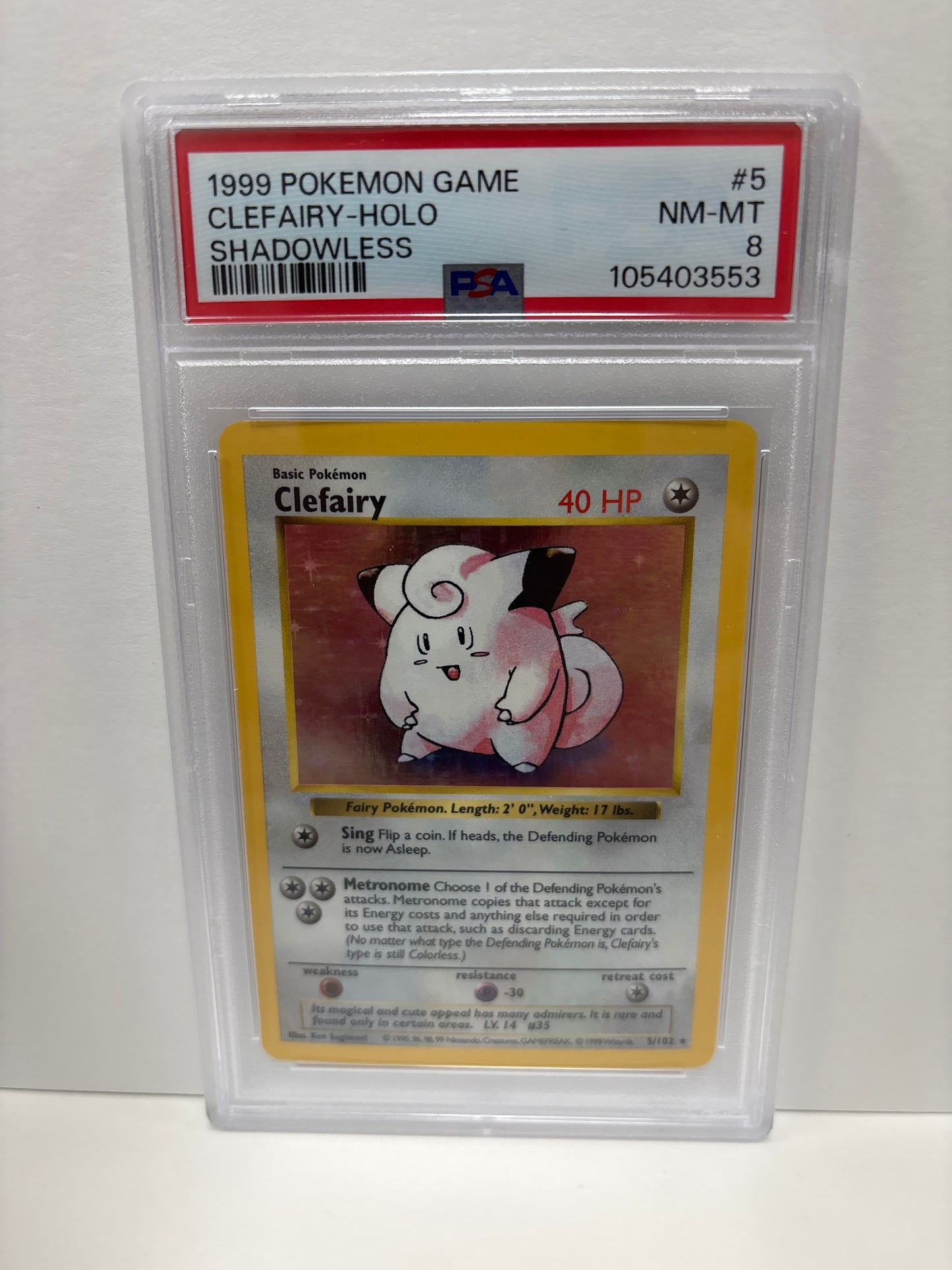 Pokemon Clefairy 5/102 Shadowless PSA 8