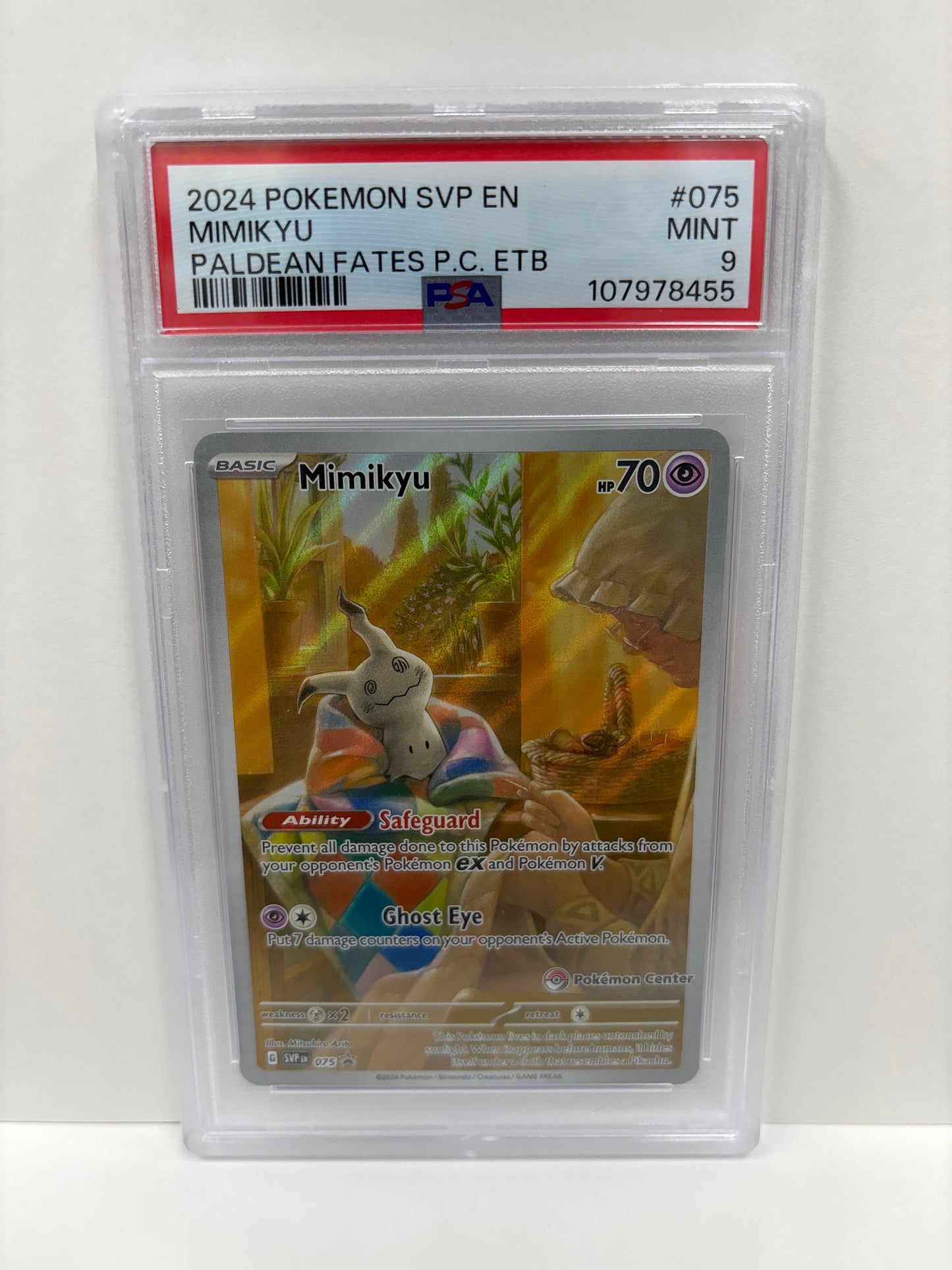 Pokemon Mimikyu 075 Pokemon Center PSA 9