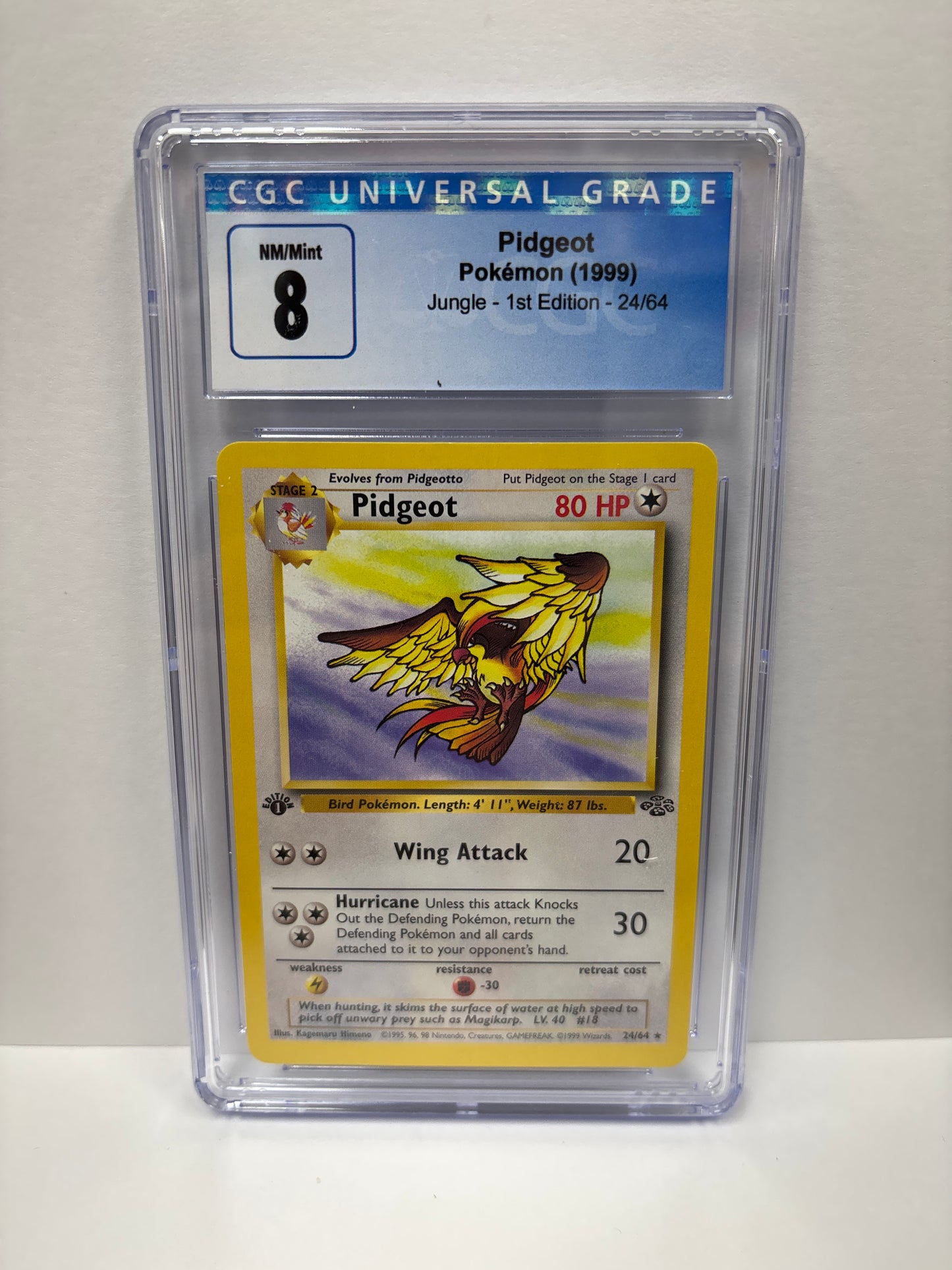 Pokemon Pidgeot 24/64 1st Edtion (1999) CGC 8 (Scratches on Slab)