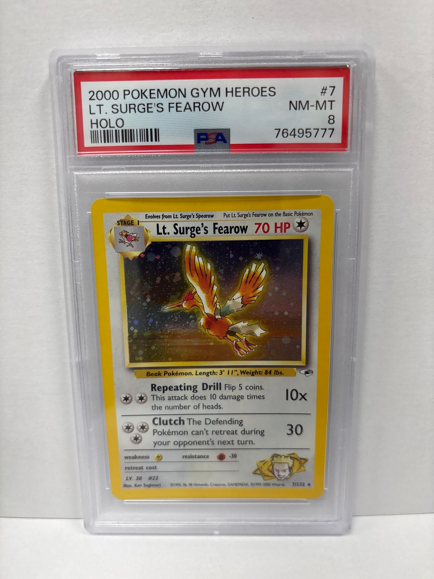 Pokemon Lt. Surge’s Fearow 7/132 (2000) PSA 8