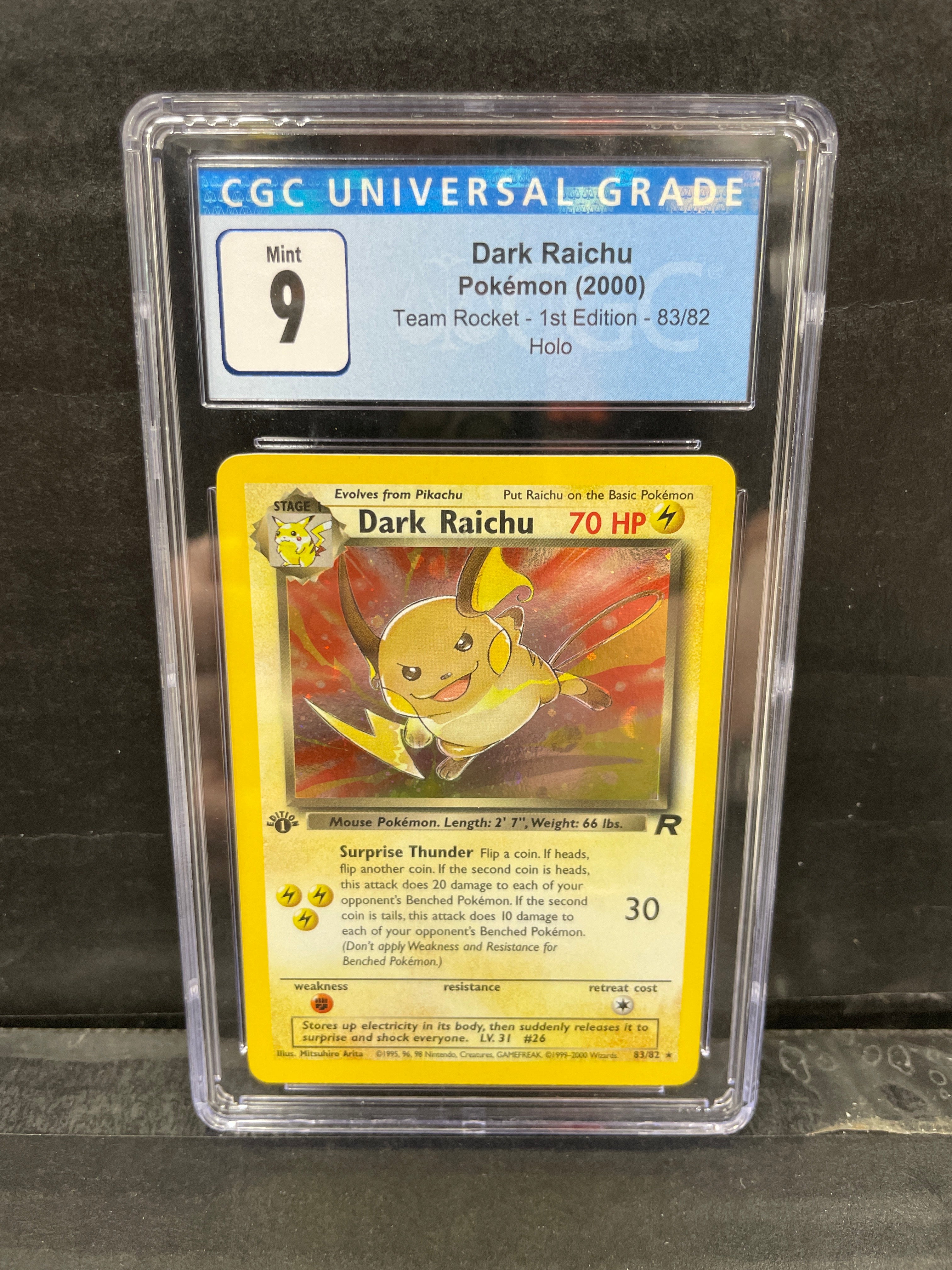 Pokemon Dark Raichu 83/82 First Edition CGC 9 Zapp! Comics Pokemon Dark Raichu 83/82 First Edition CGC 9 Zapp! Comics