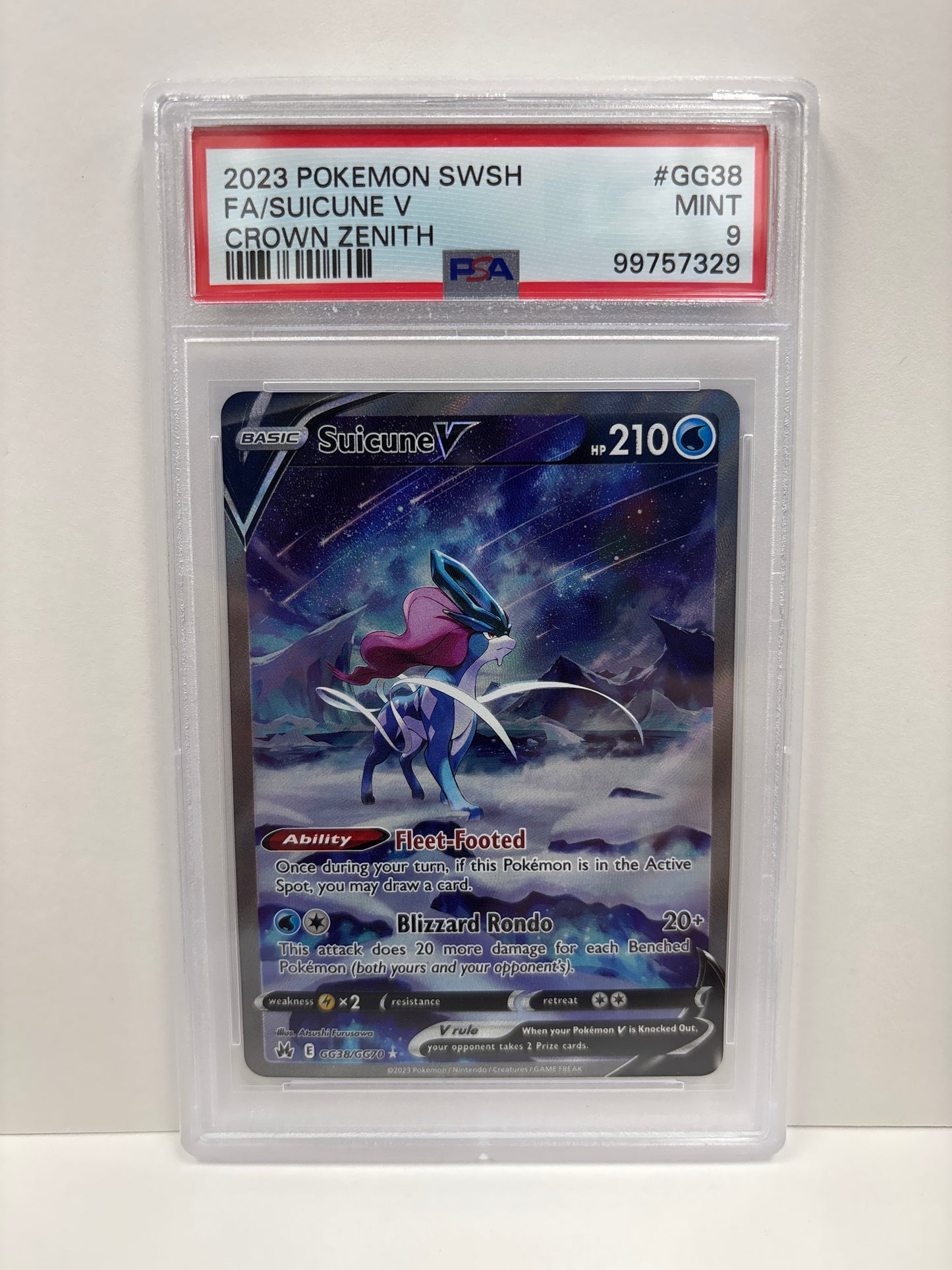 Pokemon Suicune V GG38/GG70 PSA 9