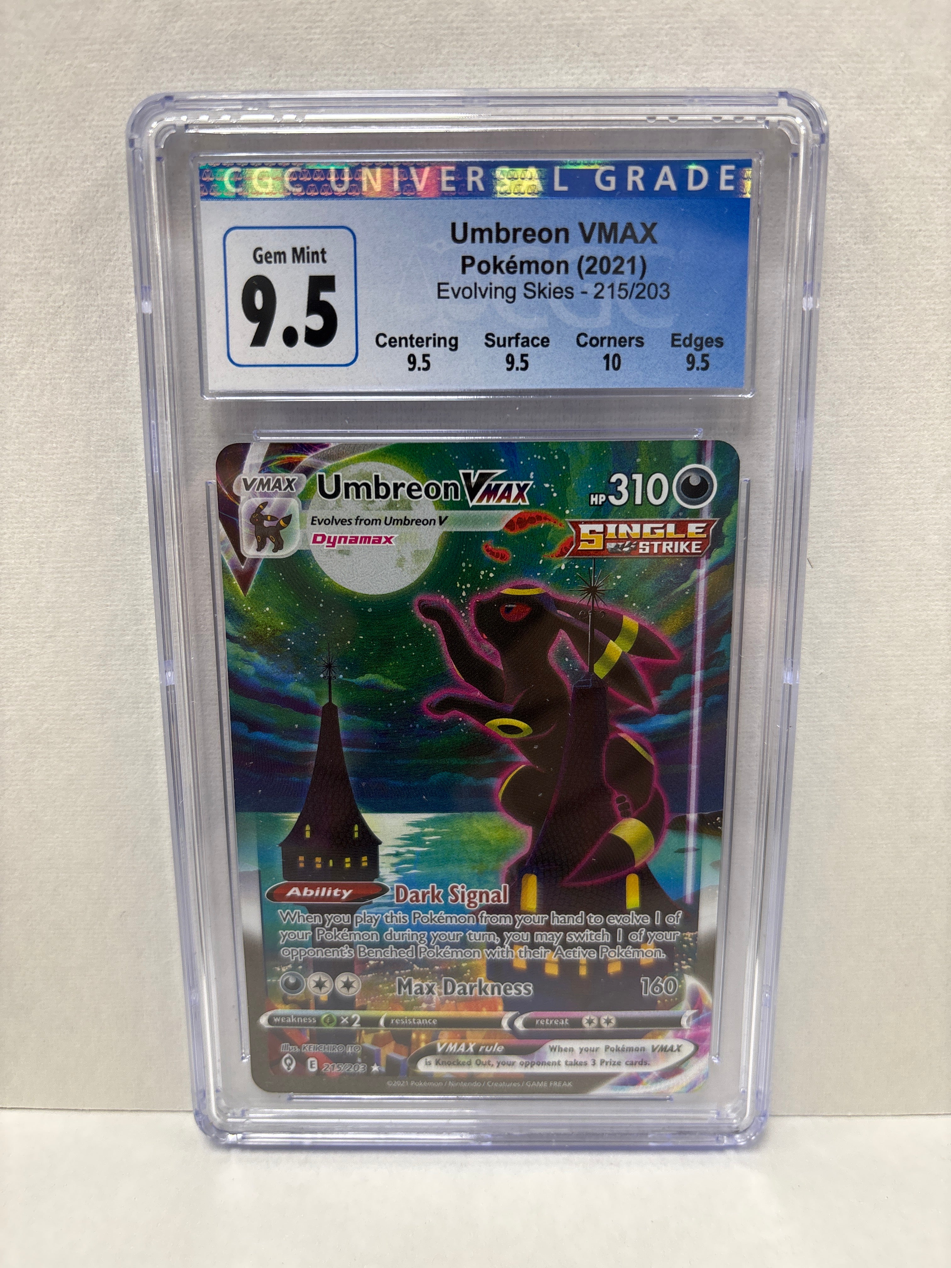 Pokemon Umbreon VMAX 215/203 CGC 9.5 (Old Label) Zapp! Comics Pokemon Umbreon VMAX 215/203 CGC 9.5 (Old Label) Zapp! Comics