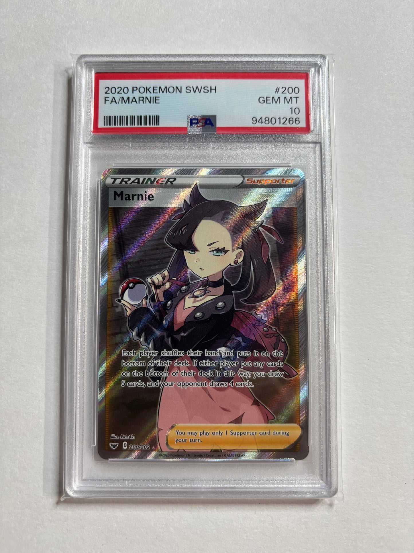 Pokemon Marnie 200/202 PSA 10