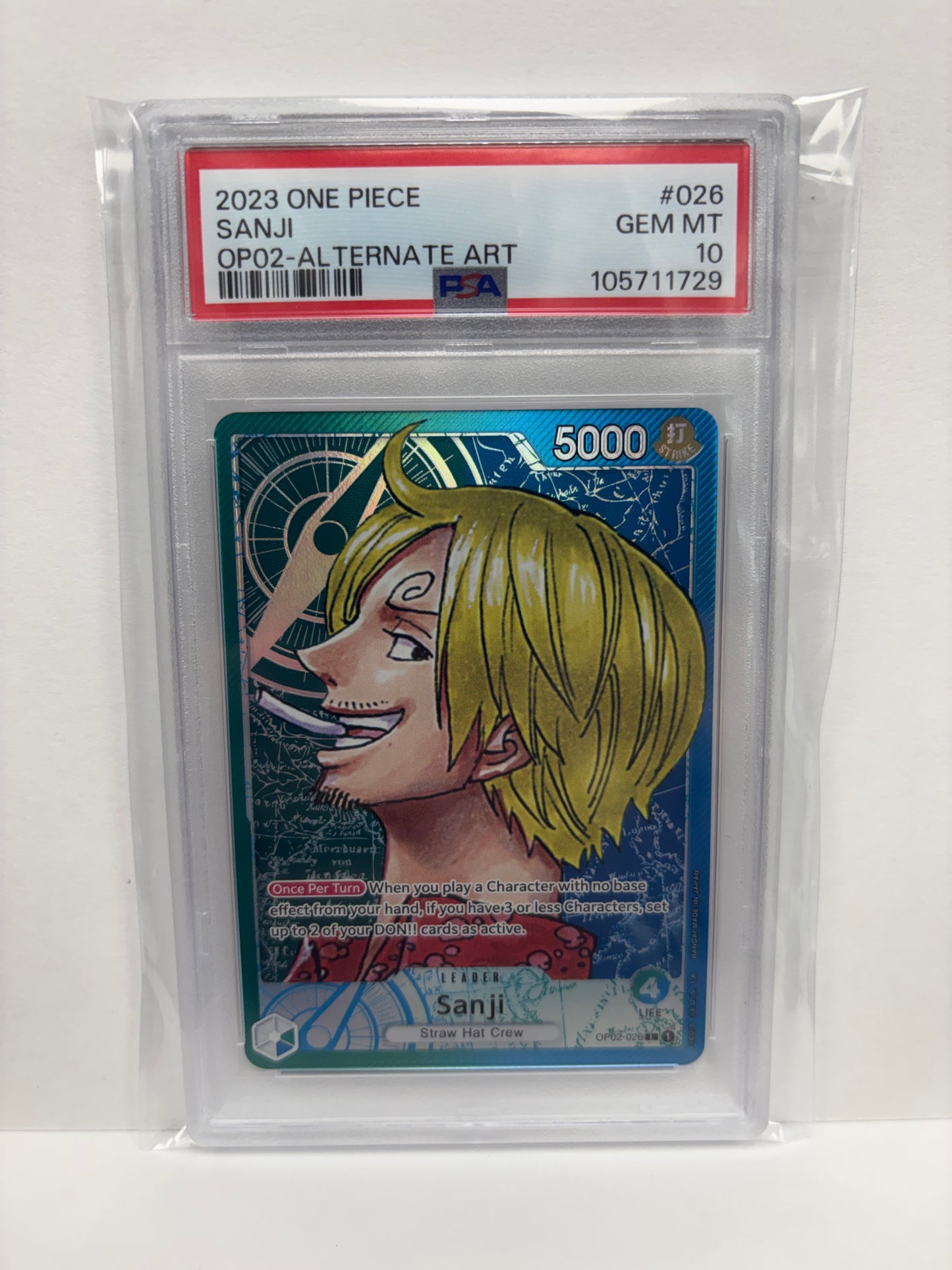 One Piece Card Game Sanji OP02-026 PSA 10