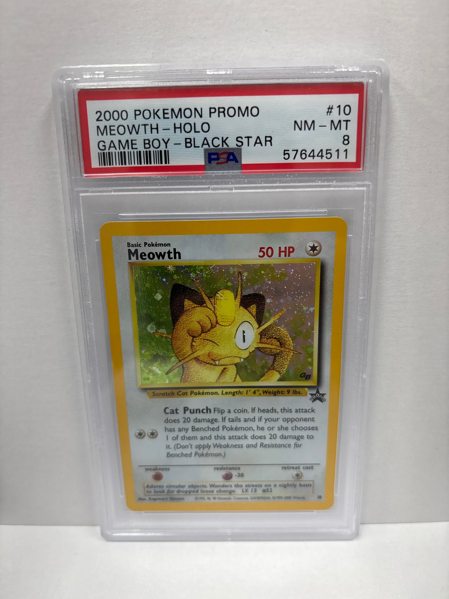 Pokemon Meowth 10 (2000) PSA 8