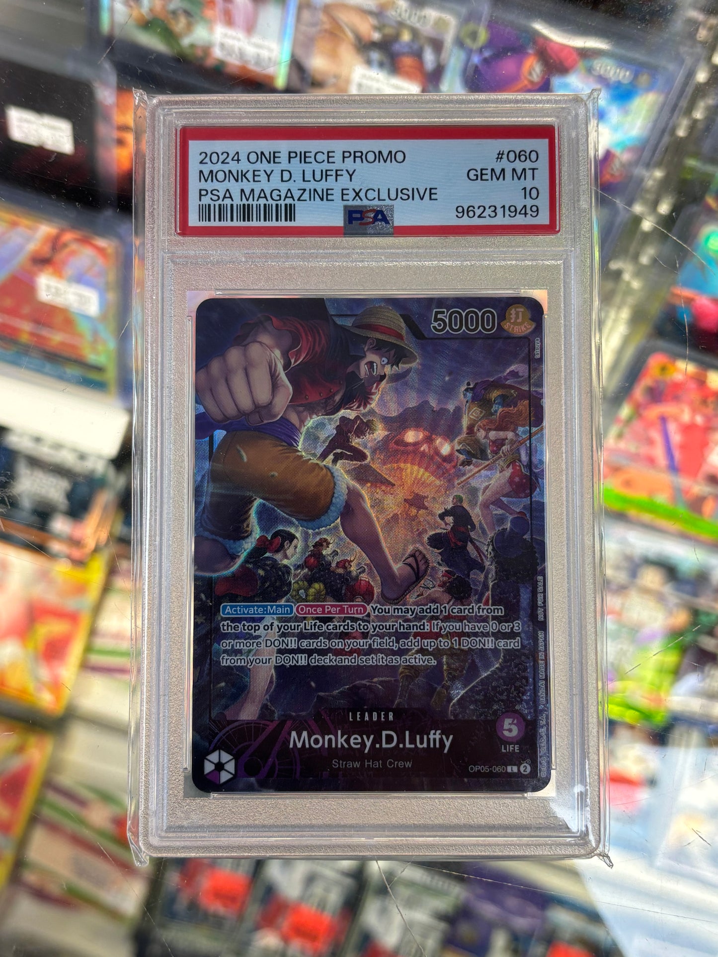 One Piece Card Game Monkey D. Luffy OP05-060 Magazine Exclusive PSA 10