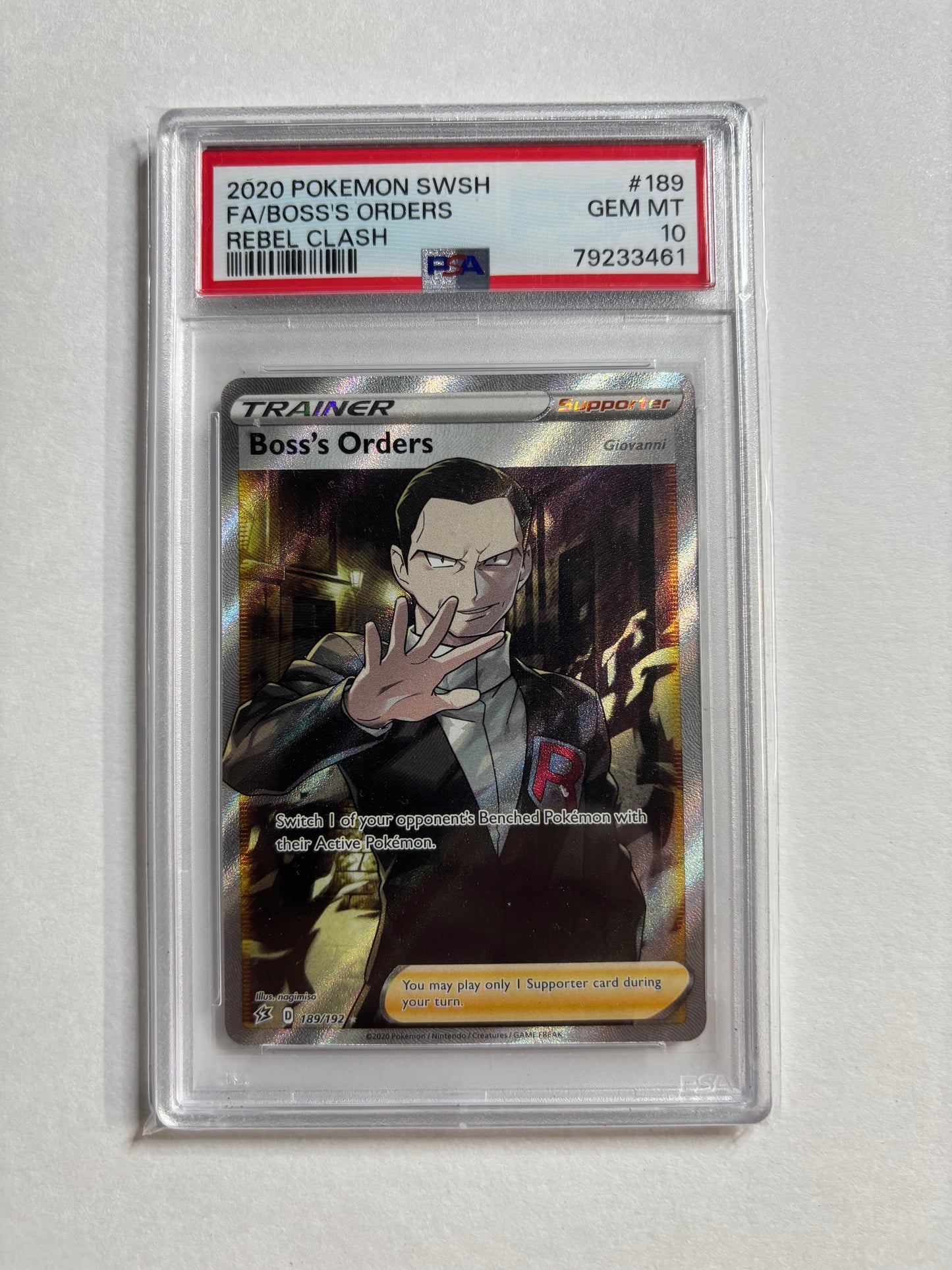 Pokemon Boss’s Orders 189/192 PSA 10