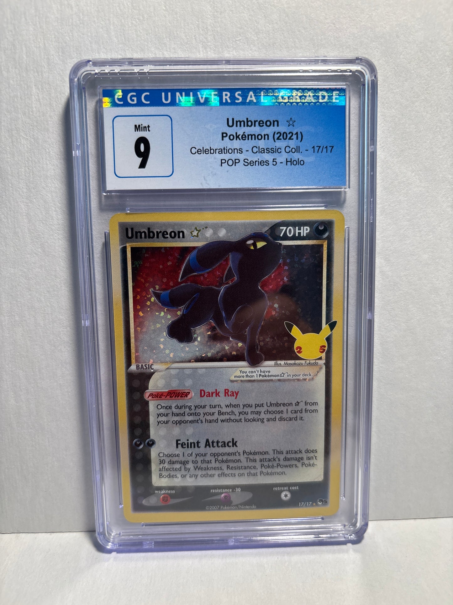 Pokemon Umbreon 17/17 Celebrations (2021) CGC 9 (Scratches on Slab)