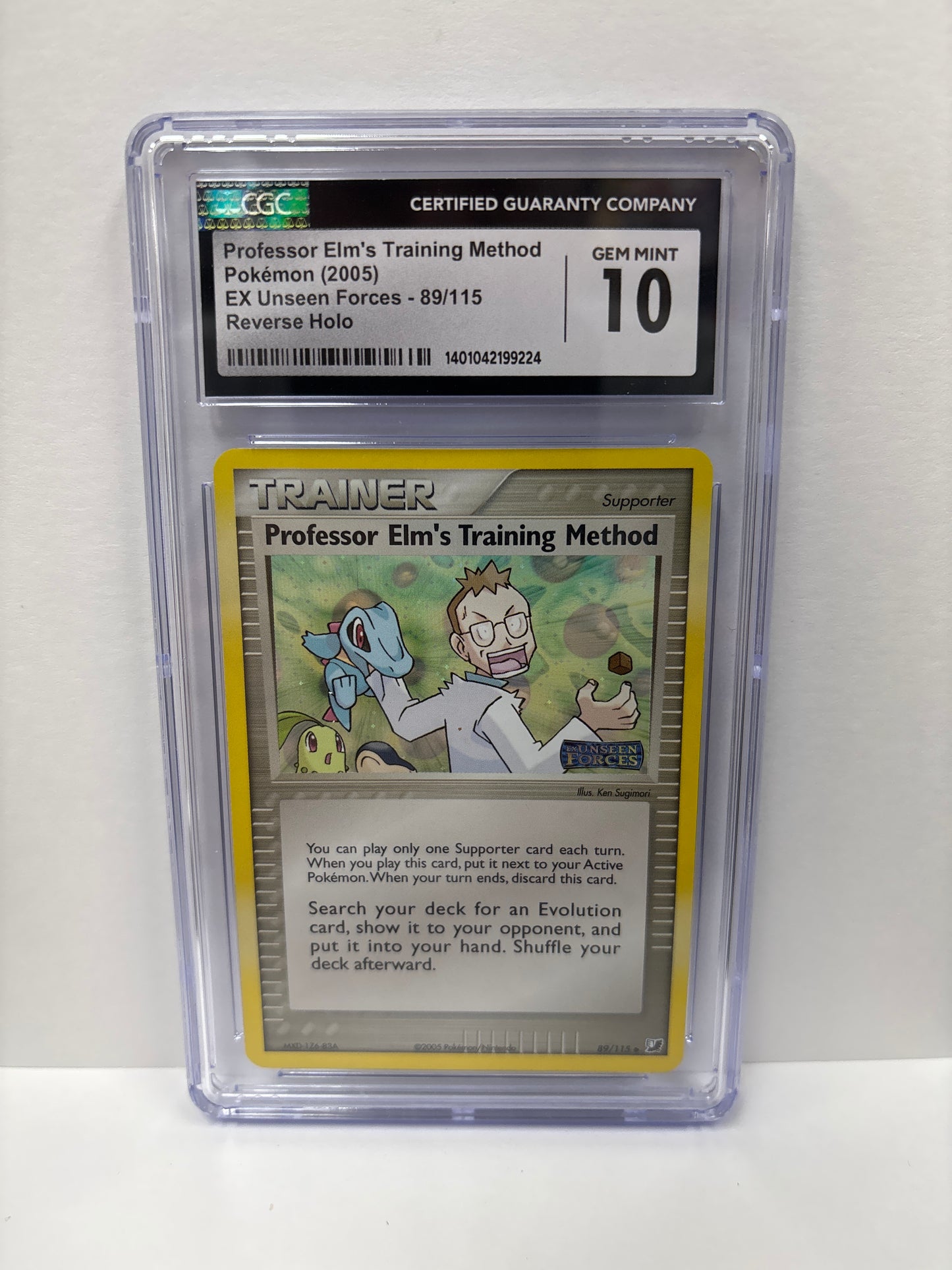 Pokemon Professor Elm’s Training Method 89/115 Reverse HOLO (2005) CGC 10 (Scratches on Slab)