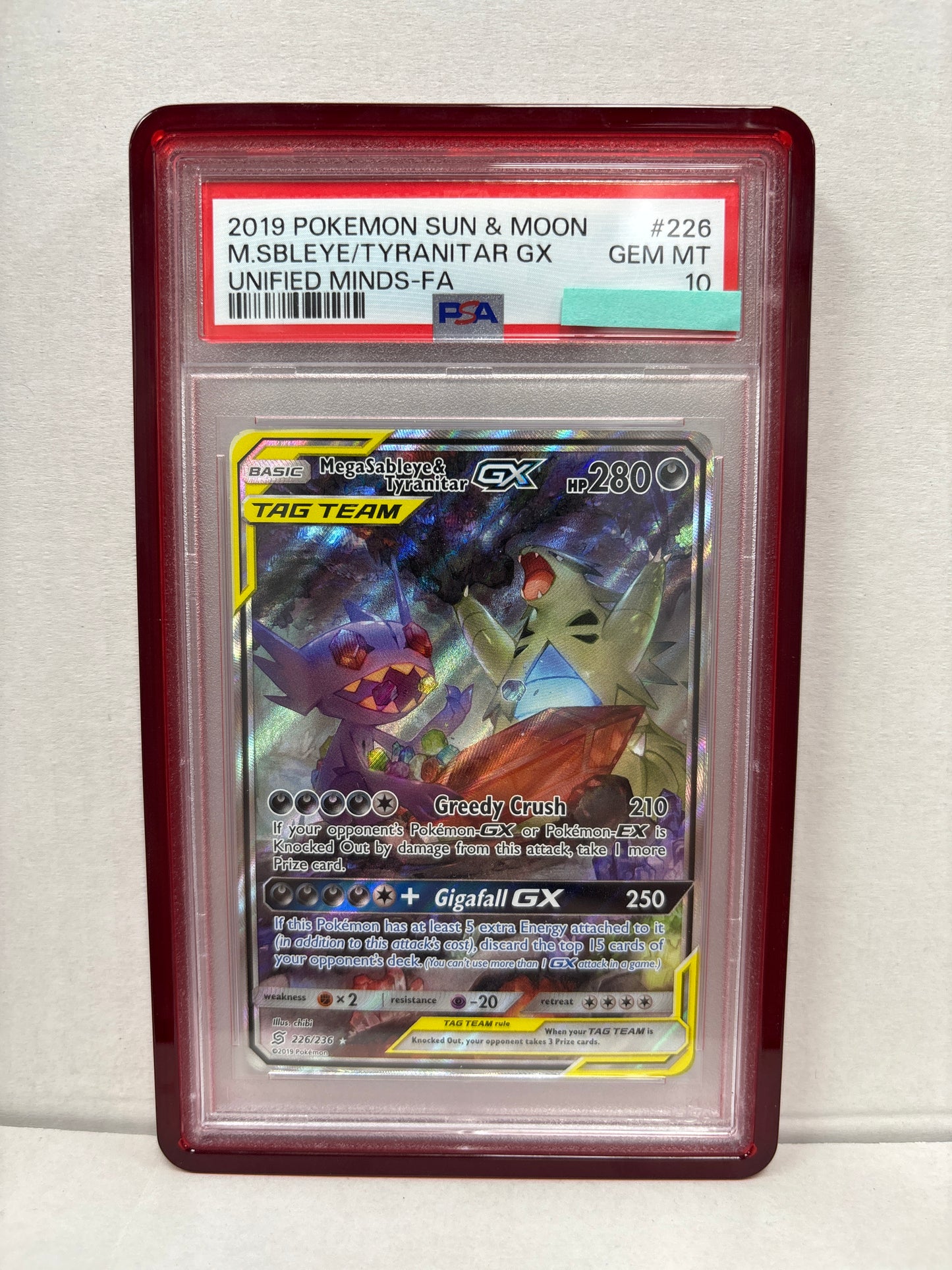 Pokemon Mega Sableye & Tyranitar GX 226/236 PSA 10