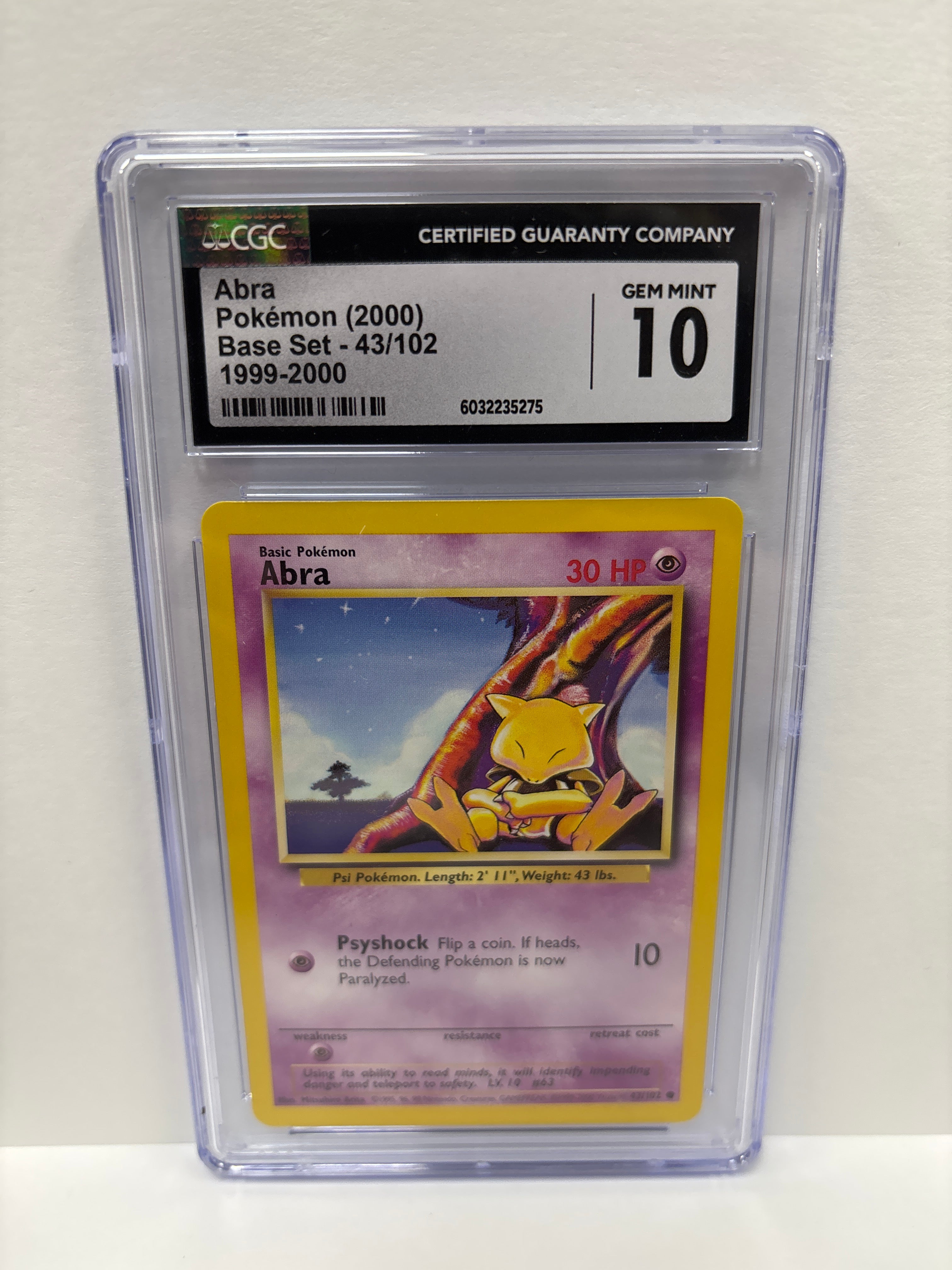 abra pokemon card 43 102 Pokemon Abra 43/102 (2000) CGC 10 – Zapp! Comics