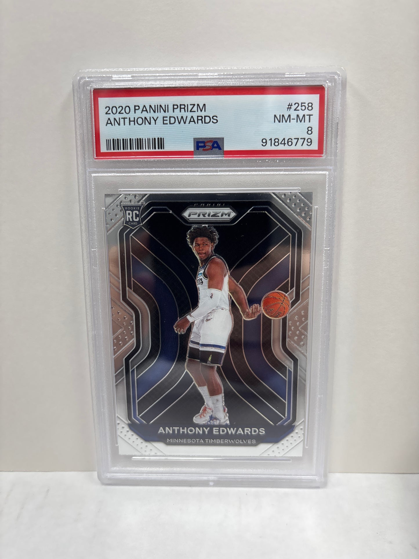 2020 Panini Prizm Anthony Edwards #258  PSA 8