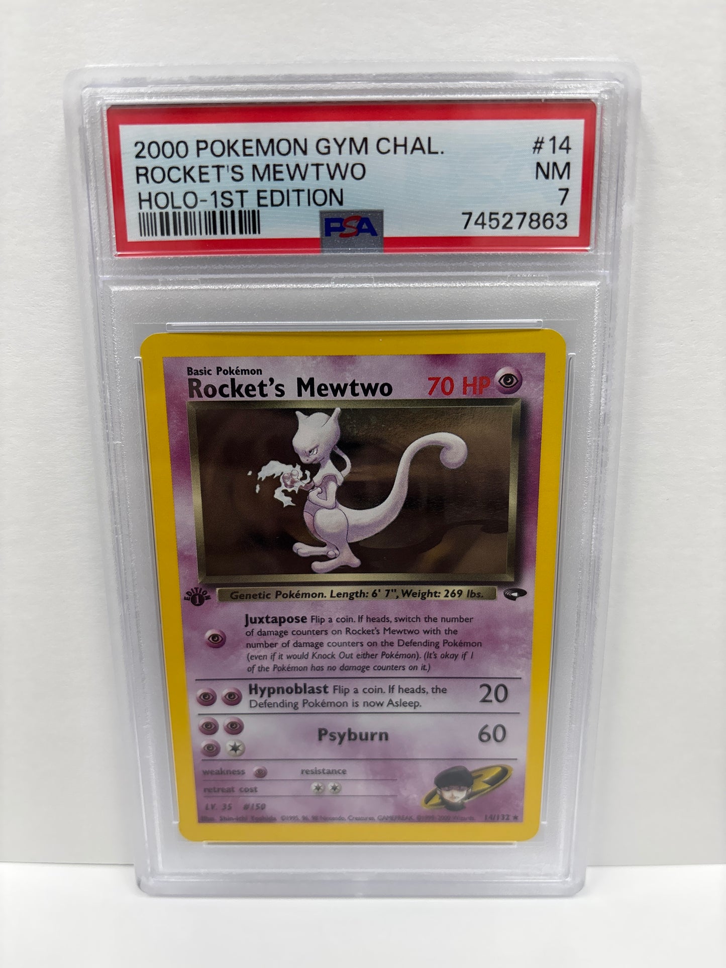 Pokemon Rocket’s Mewtwo 14/132 1st Edition PSA 7