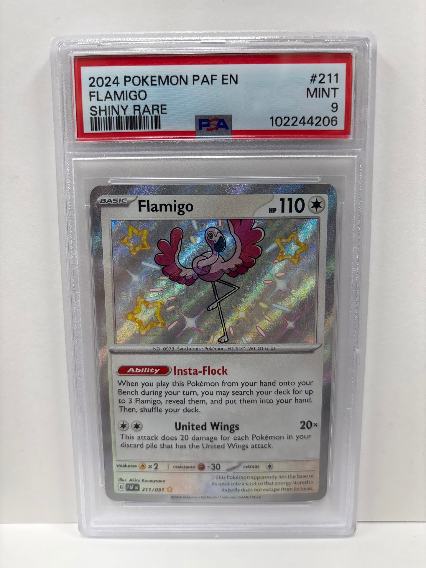 Pokemon Flamigo 211/091 PSA 9