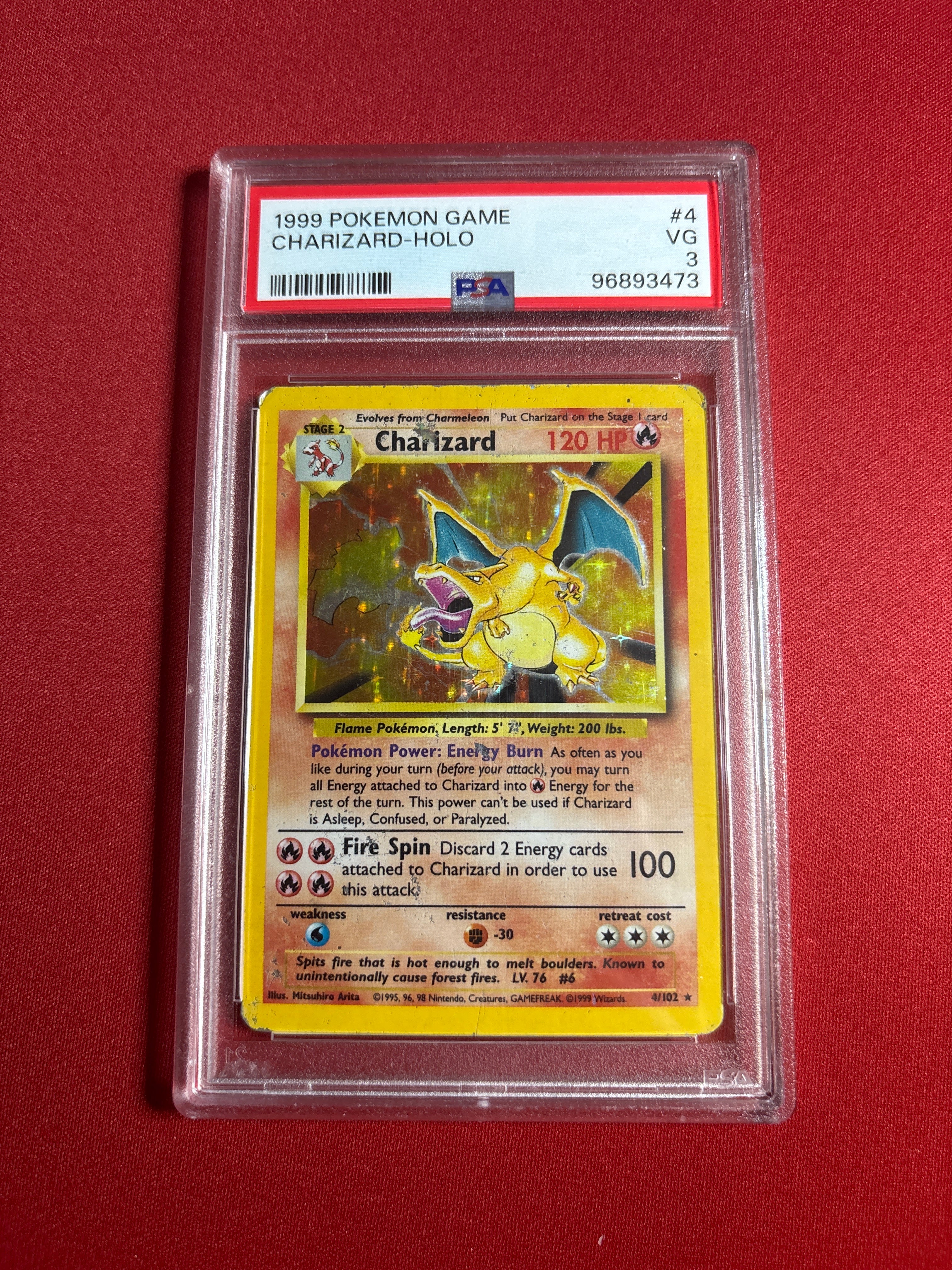 1999 pokemon charizard holo card 1999 Pokemon Game Charizard 4/102 - Shadowless - Holo - PSA8