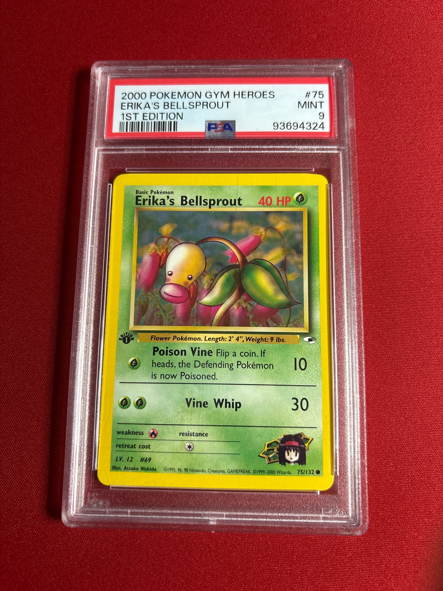 Pokemon Erika’s Bellsprout 75/132 1st Edition (2000) PSA 9