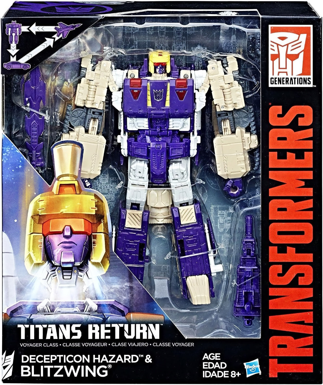 Transformers Titans Return Voyager Class Decepticon Hazard & Blitzwing (Box Damage)
