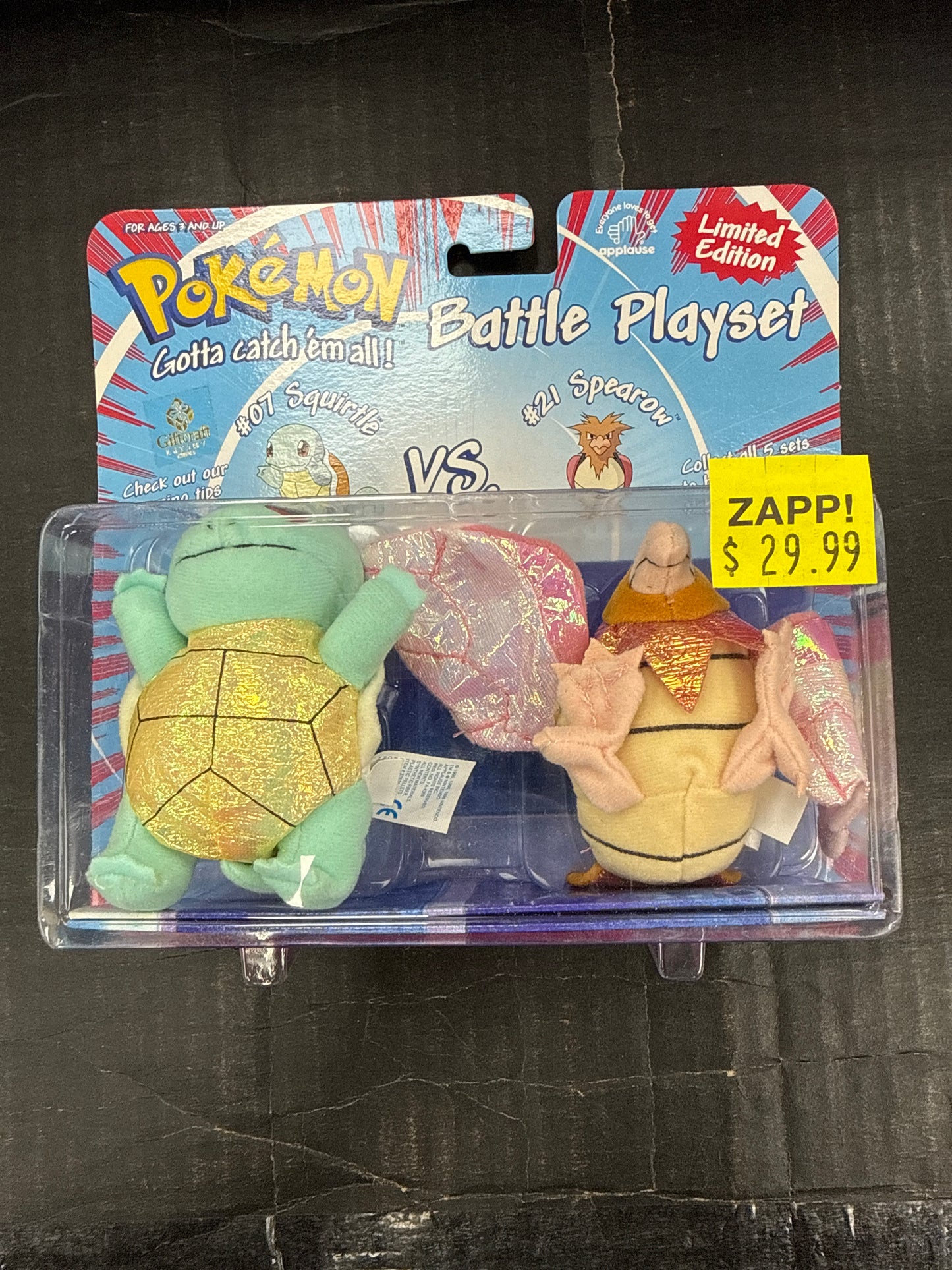Pokémon Battle Playset Squirtle vs Spearow Plush Applause 1998