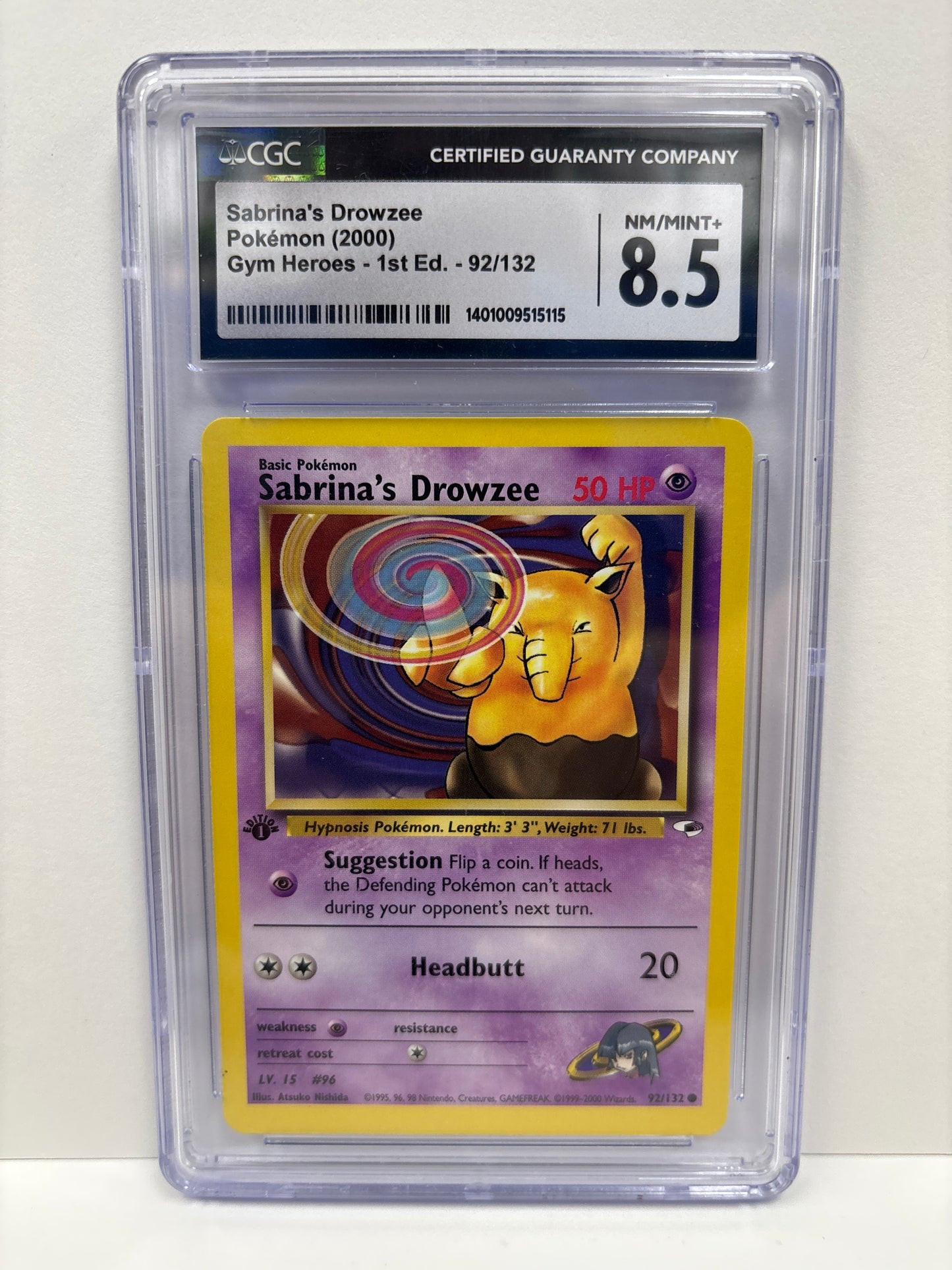 Pokemon Sabrina’s Drowzee 92/132 1st Edition CGC 8.5