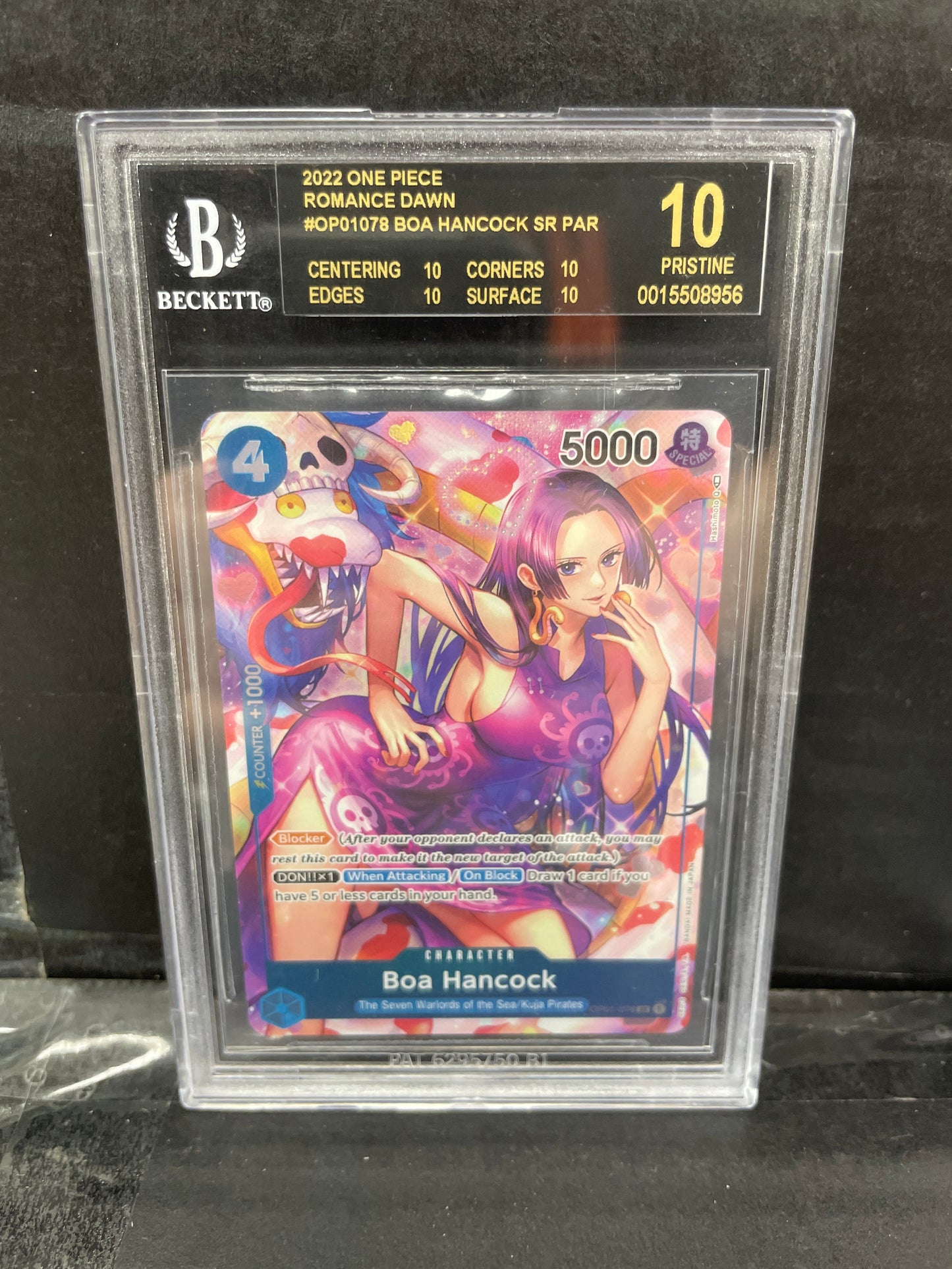 One Piece TCG Boa Hancock OP01-078 AA Beckett Black Label 10