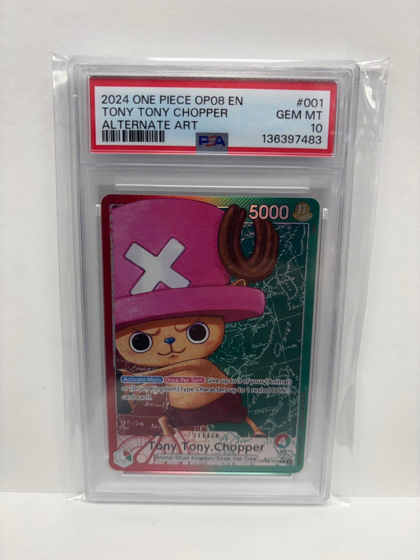 One Piece Card Game Tony Tony Chopper OP08-001 PSA 10