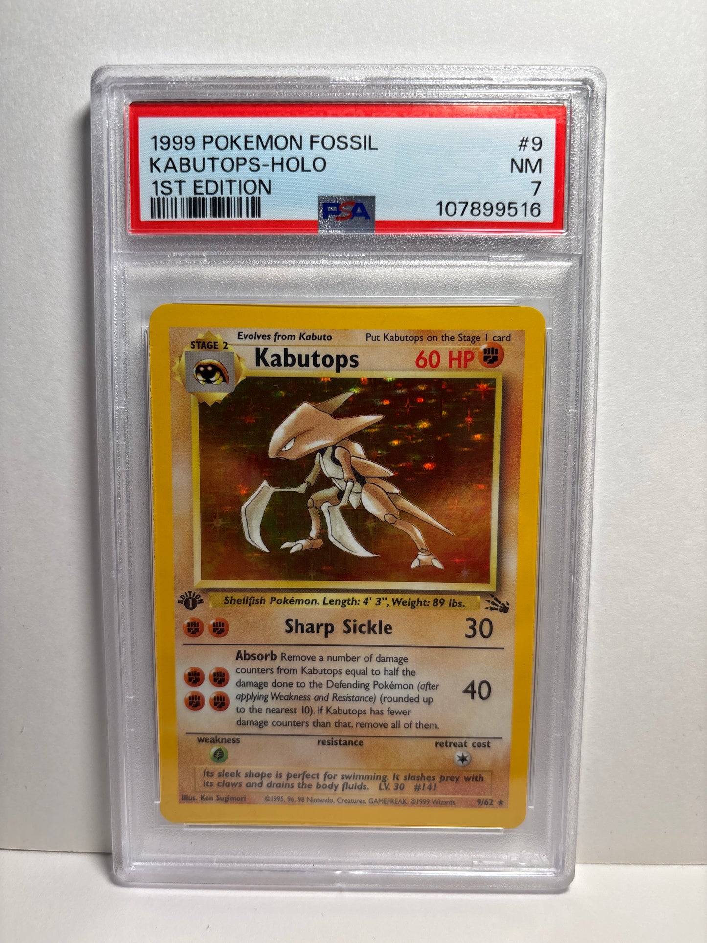 Pokemon Kabutops 9/62 1st Edition (1999) PSA 7