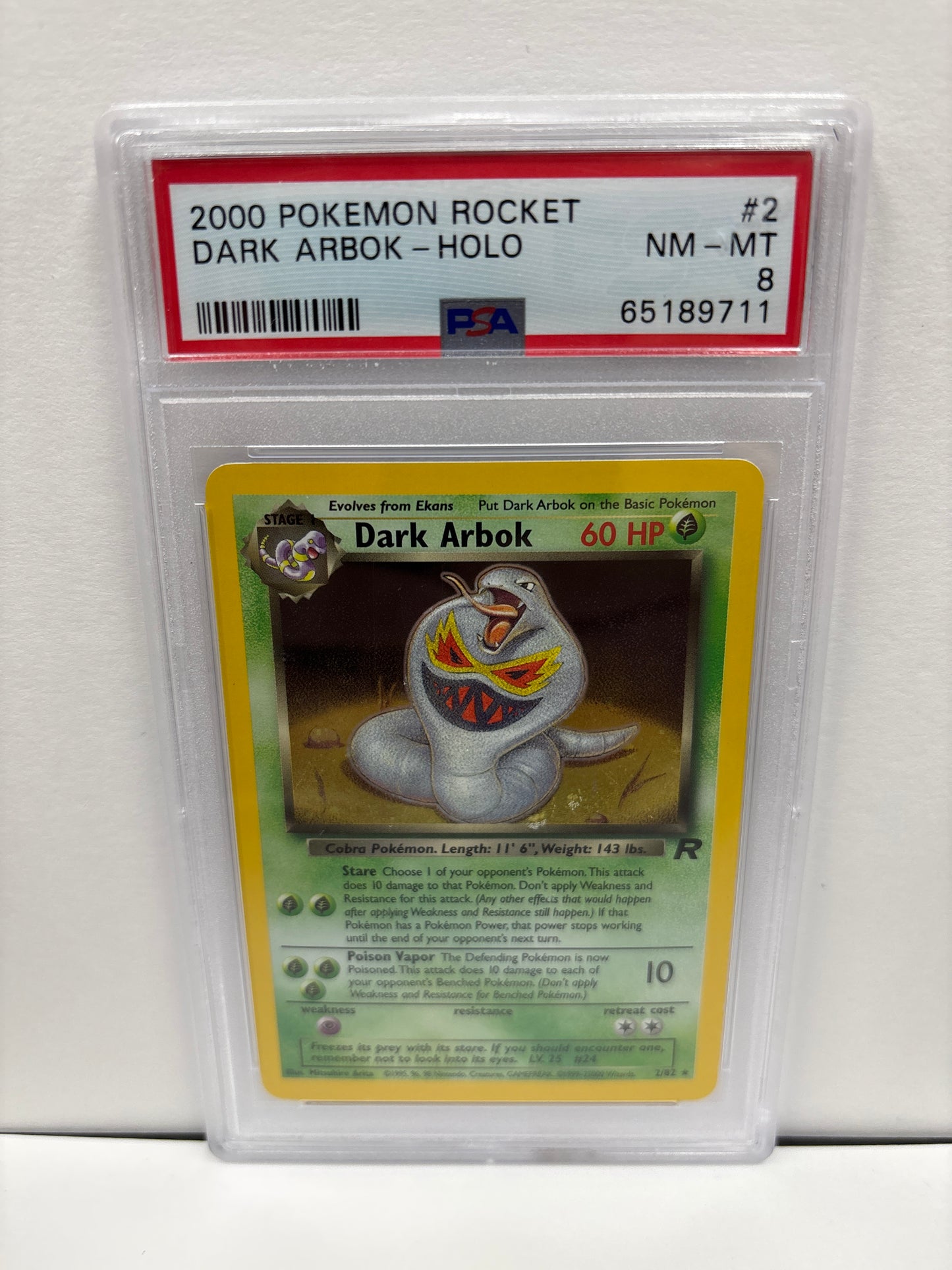 Pokemon Dark Arbok 2/82 (2000) PSA 8 (Scratches on Slab)