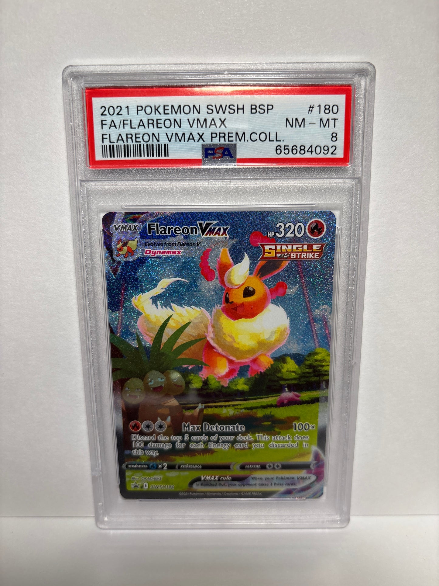 Pokemon Flareon VMAX SWSH180 PSA 8 (Scrathes on Slab)