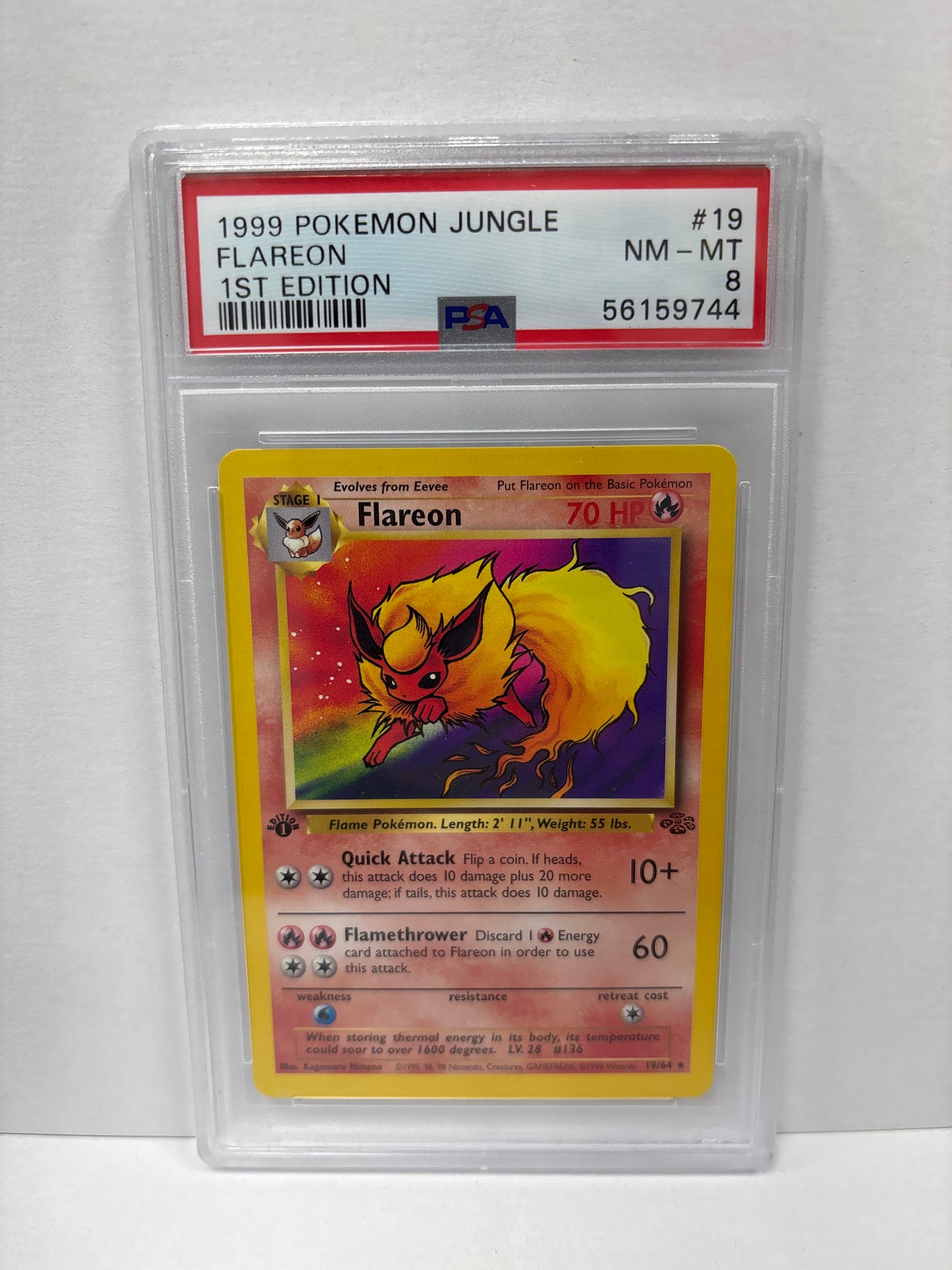 Pokemon Flareon 19/64 1st Edition (1999) PSA 8