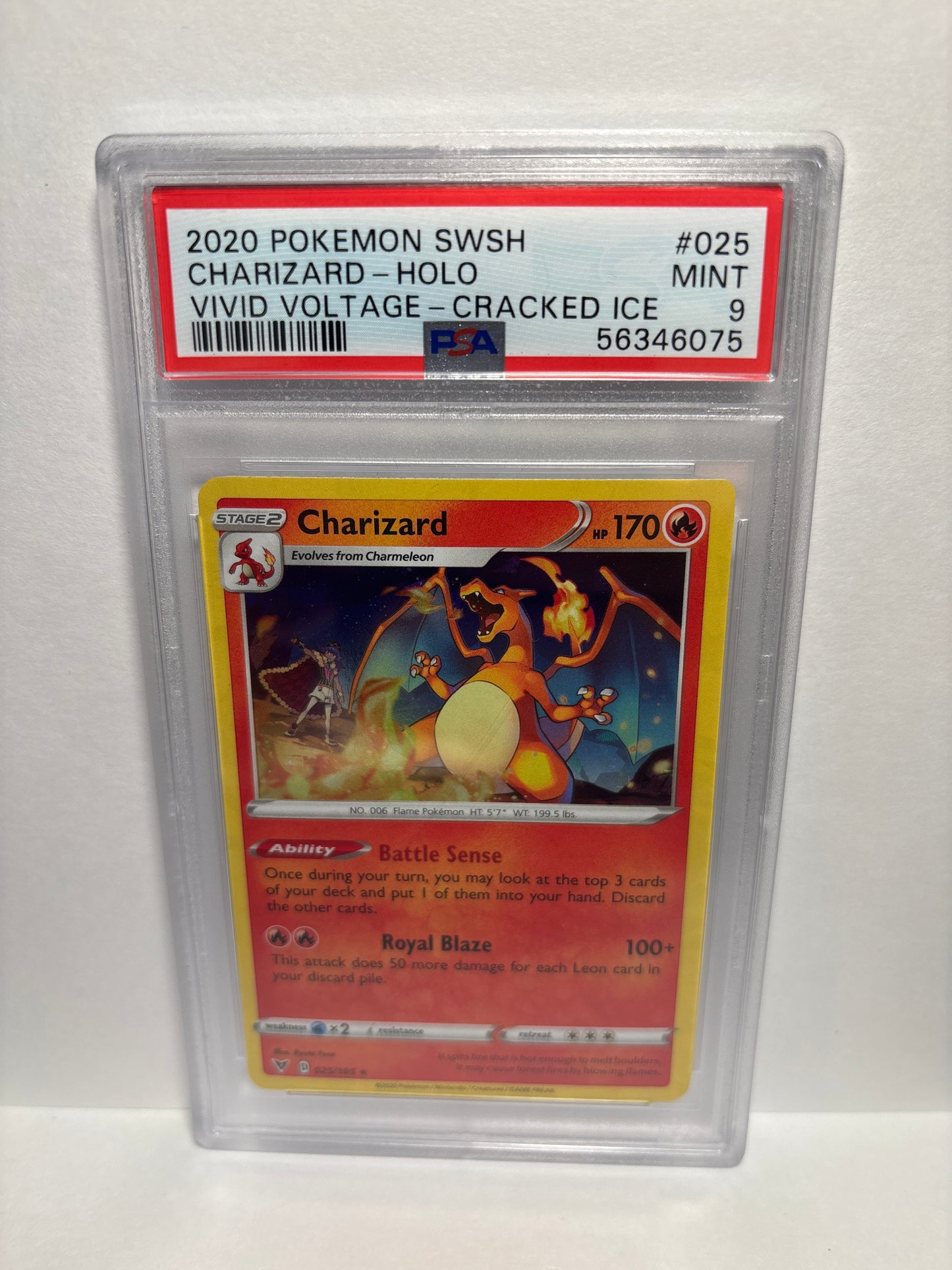 Pokemon Charizard 025/185 (Cracked Ice) PSA 9 (Scratches on Slab)