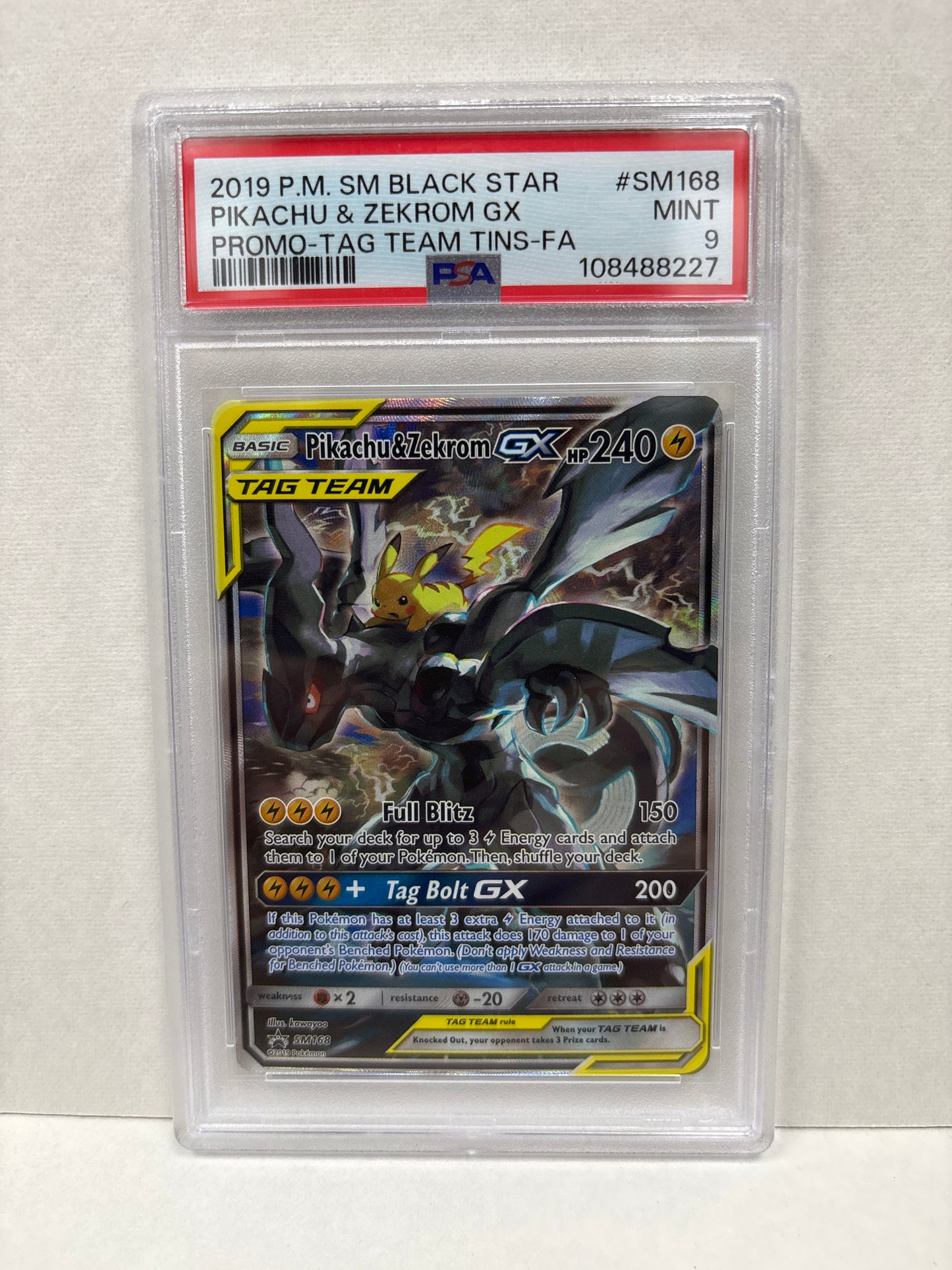 Pokemon Pikachu & Zekrom GX SM168 PSA 9