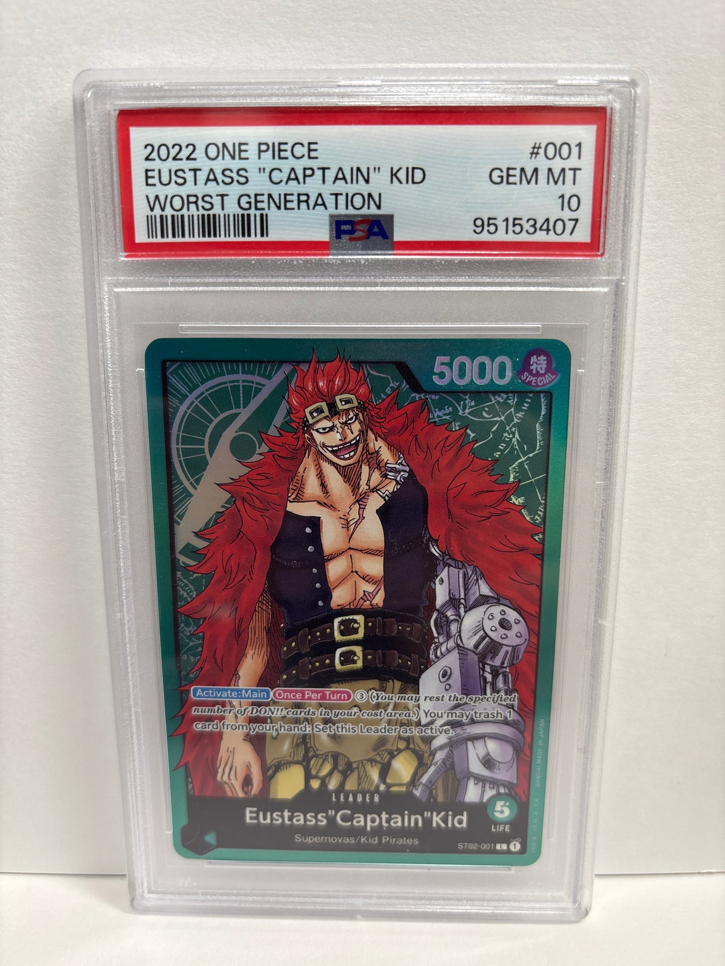 One Piece TCG Eustass “Captain” Kid ST02-001 PSA 10