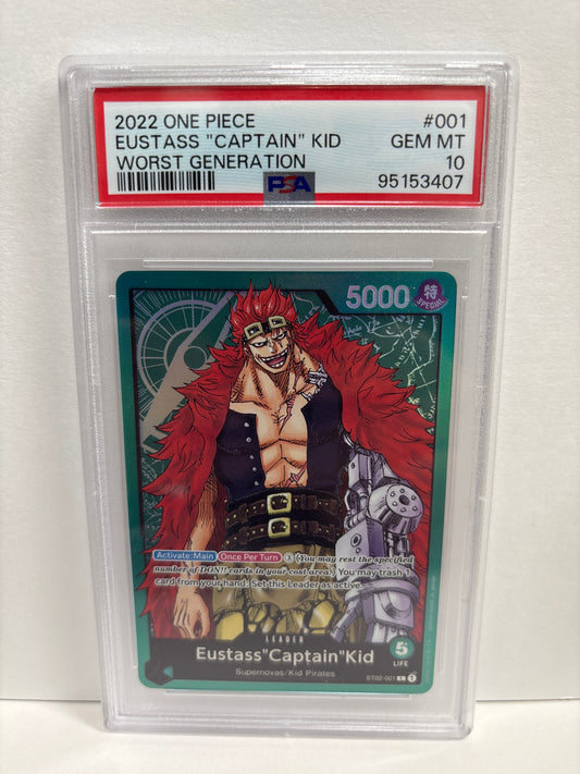 One Piece TCG Eustass “Captain” Kid ST02-001 PSA 10