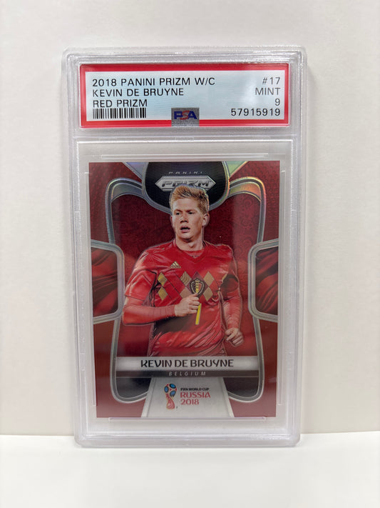 2018 Panini Prizm Kevin De Bruyne #17 Red Prizm PSA 9 (Scratched on Slab)
