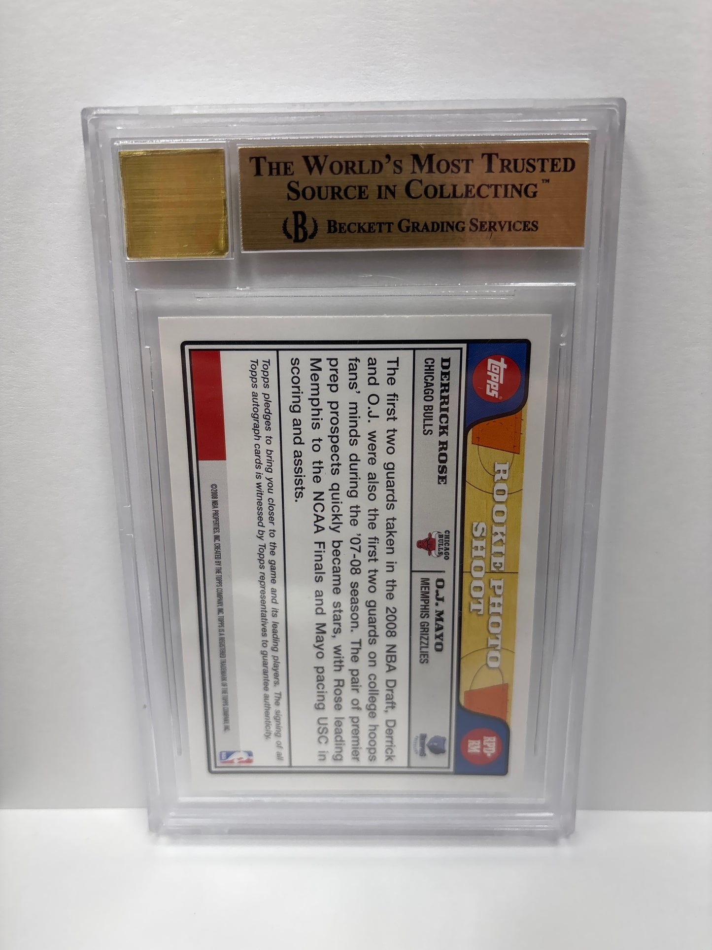 2008-09 Topps Rookie Photo Shoot Autos Dual Rose/Mayo RPD-RM Beckett 9.5 (Scratches on Slab)