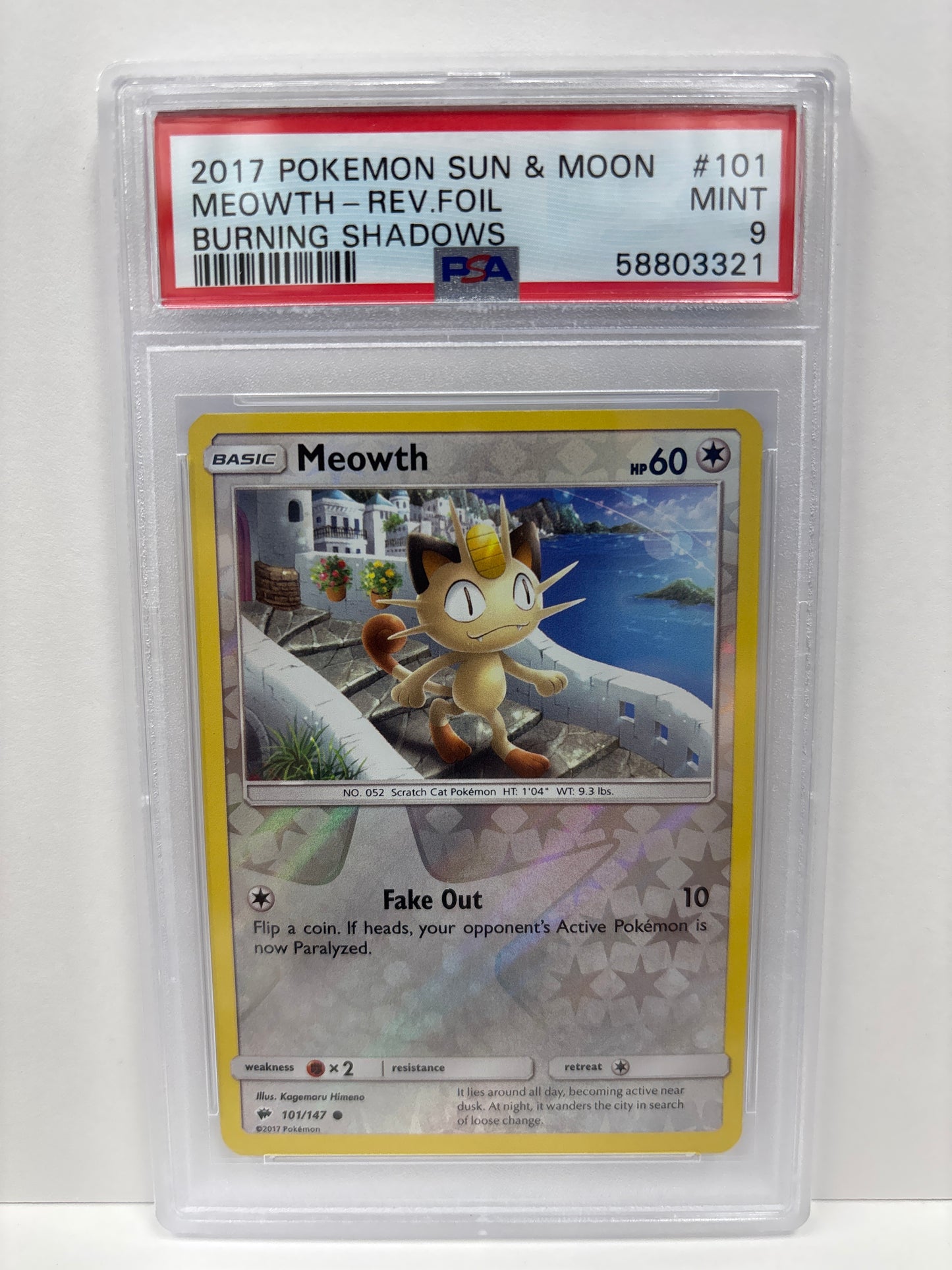 Pokemon Meowth 101/147 Reverse Foil PSA 9