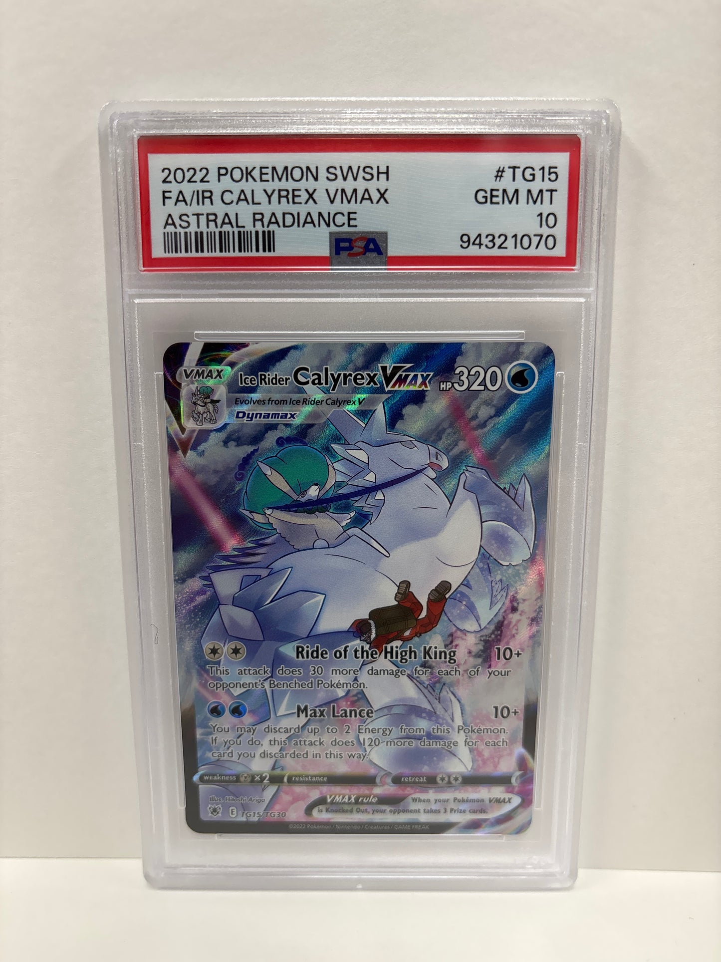 Pokemon Ice Rider Calyrex VMAX TG15/TG30 PSA 10