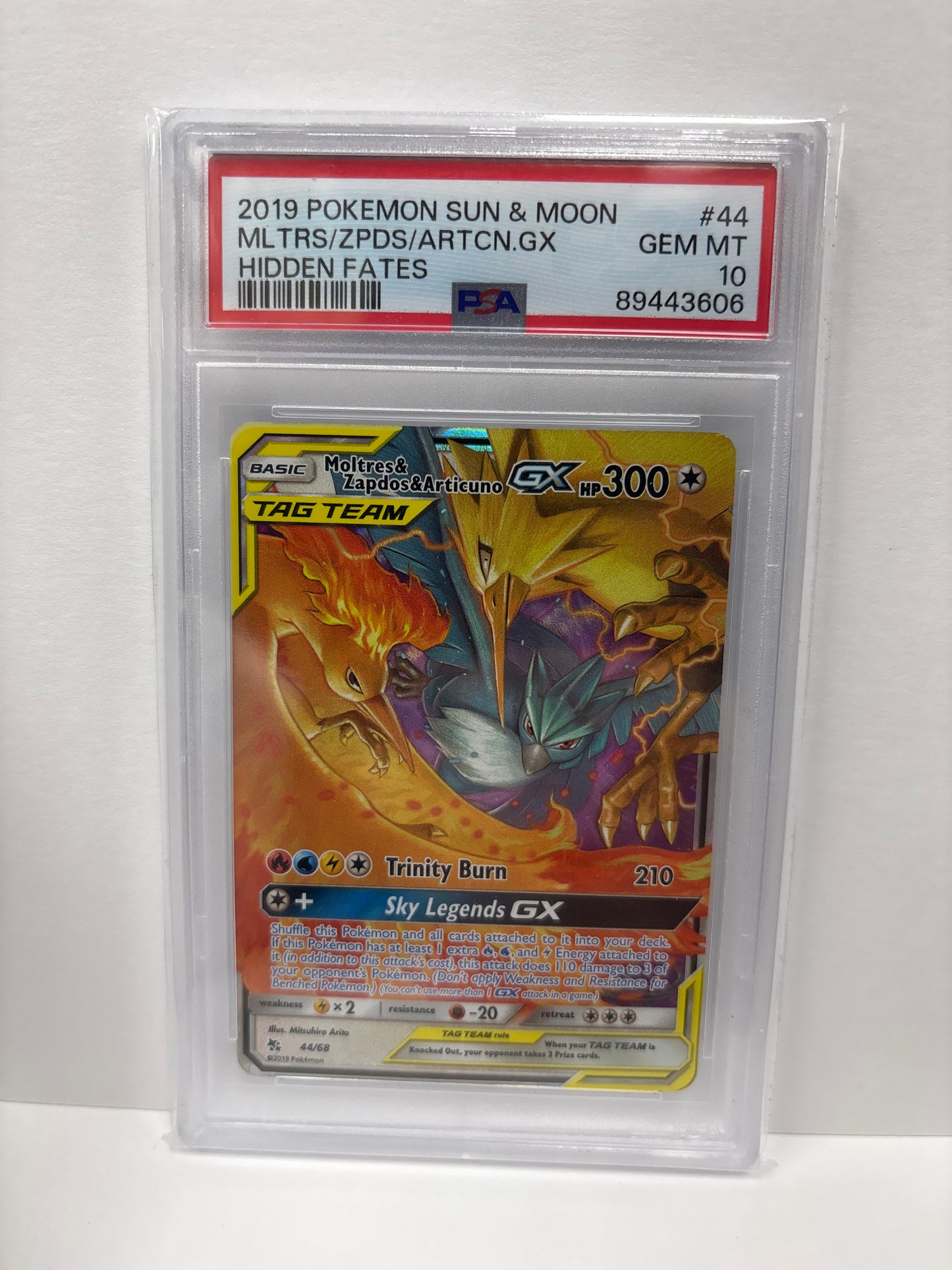 Pokemon Moltres & Zapdos & Articuno GX 44/68 PSA 10