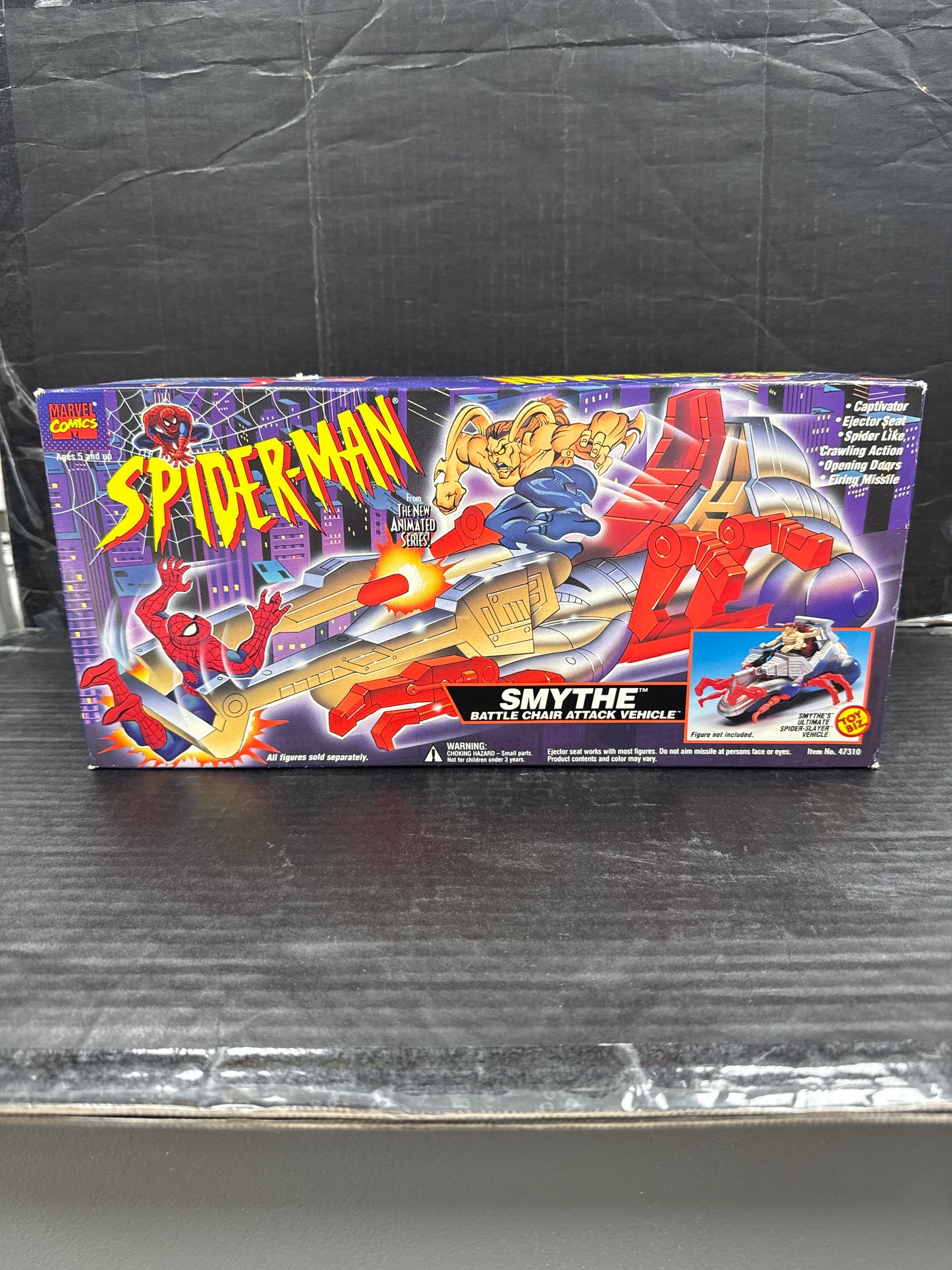 Spider-Man The Animated Series Vintage Smyth Battle Chair Attack Vehicle NEW SEALED 1994