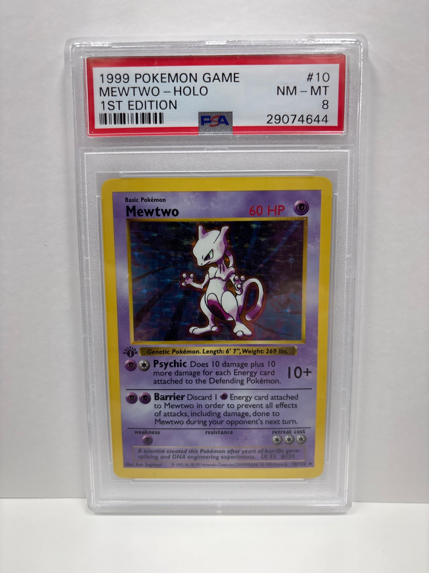 Pokemon Mewtwo 10/102 1st Edition Shadowless PSA 8