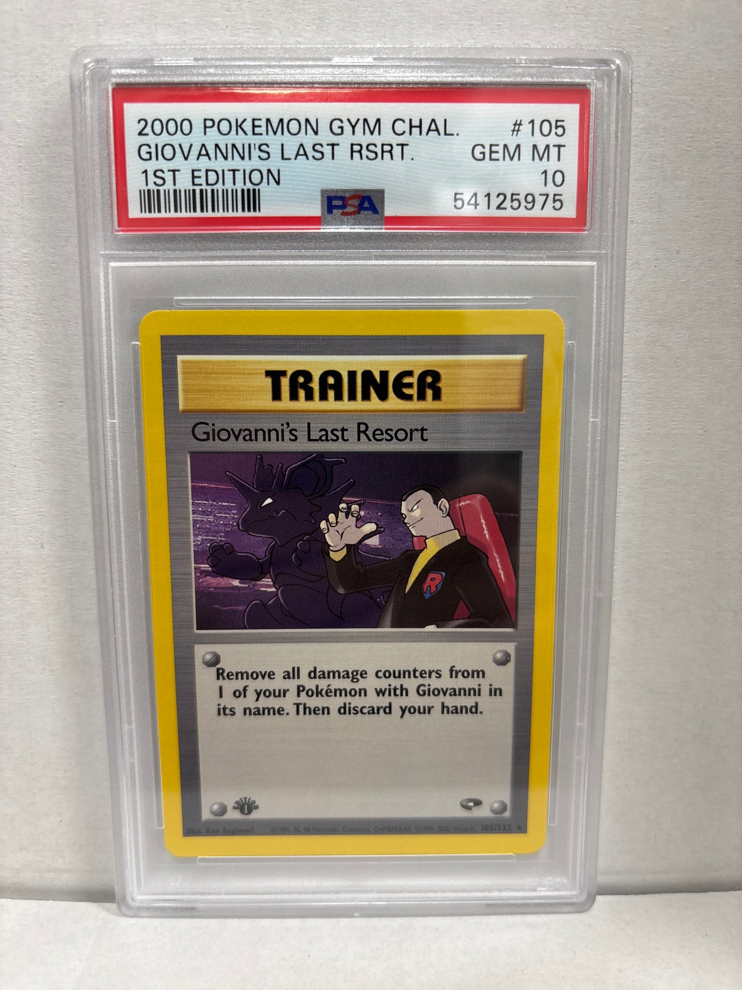 Pokemon Giovanni’s Last Resort 105/132 1st Edition PSA 10
