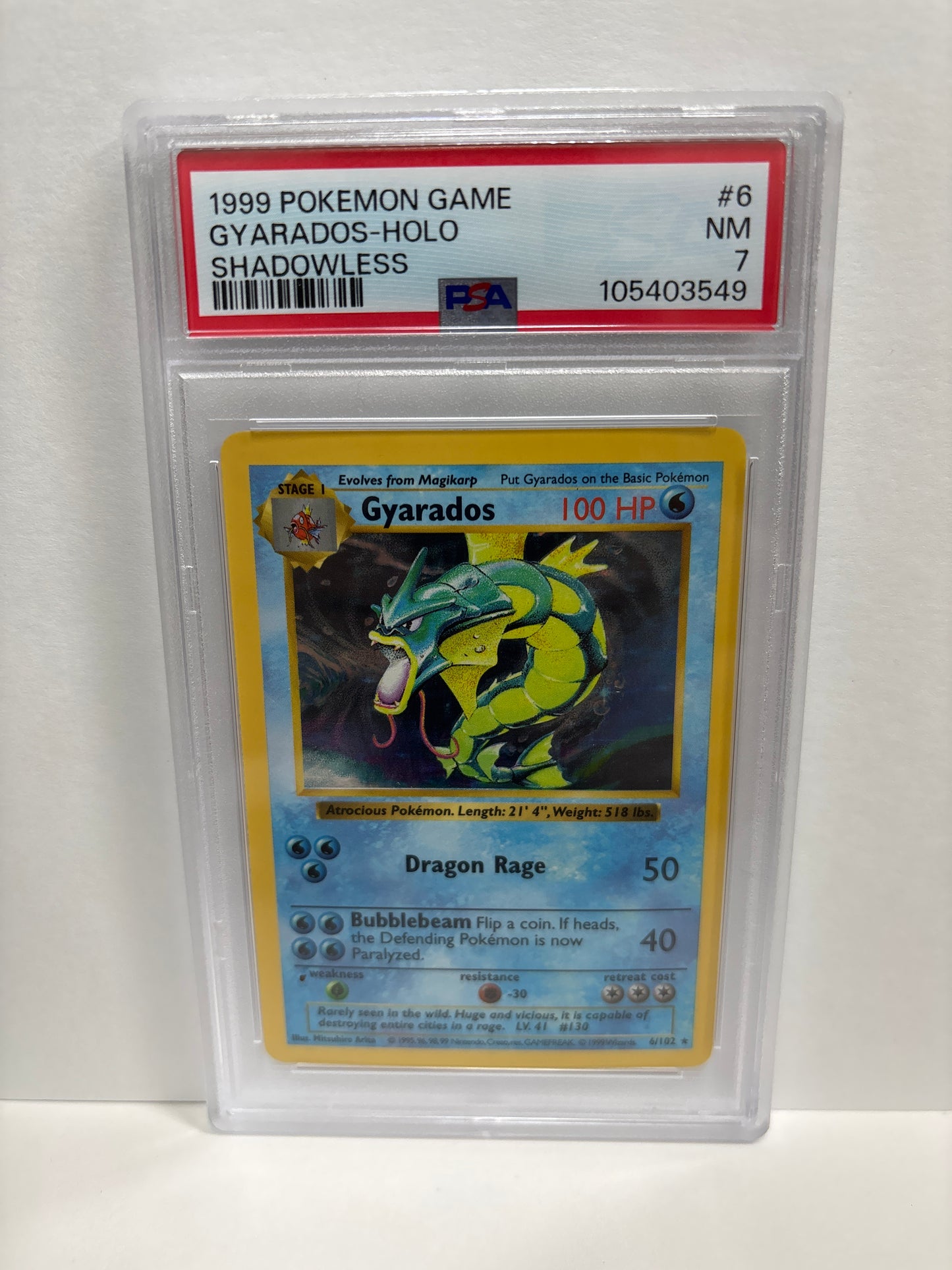 Pokemon Gyarados 6/102 Shadowless PSA 7