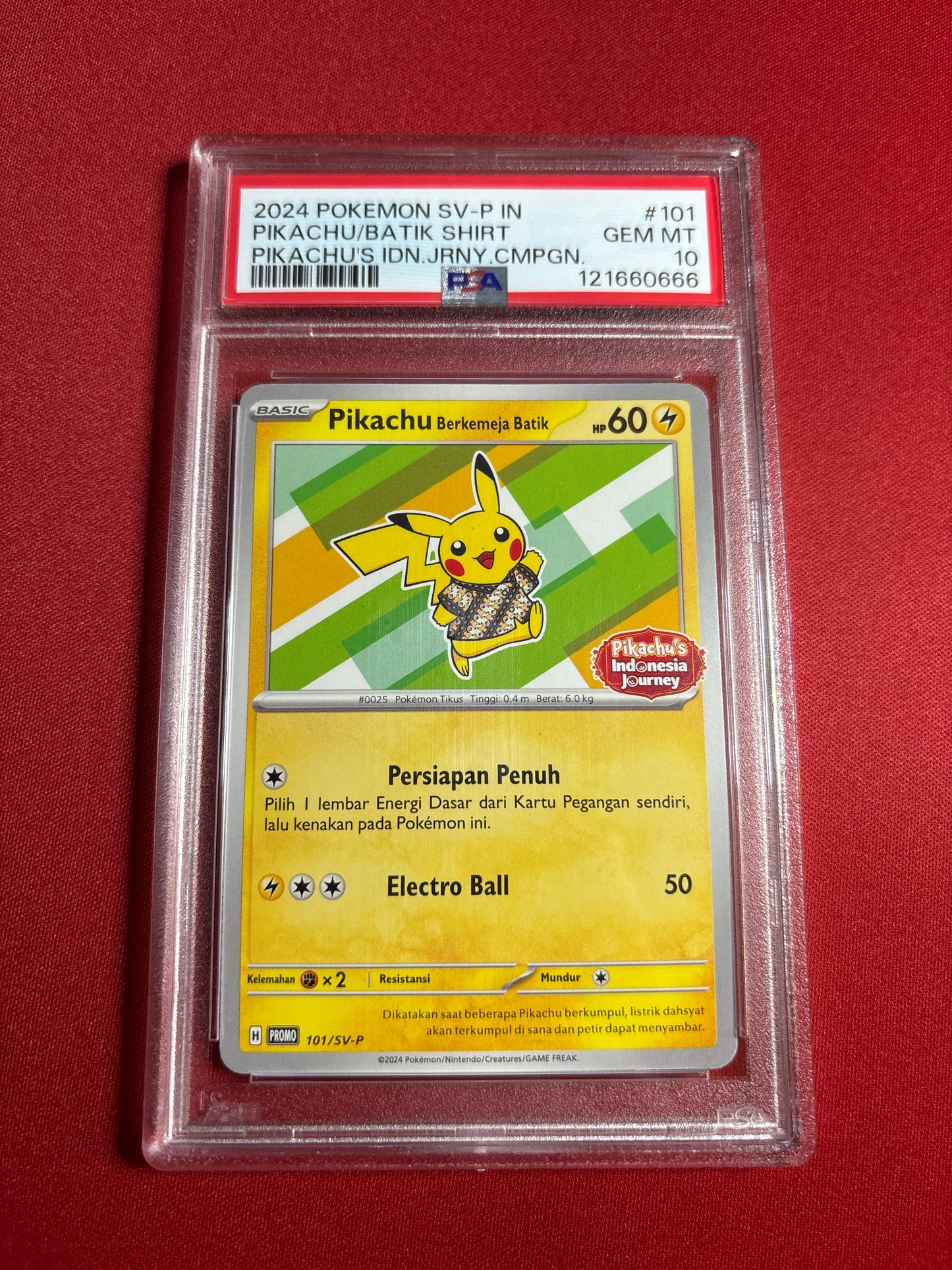 Pokemon Indonesian Pikachu Berkemeja Batik 101/SV-P PSA 10