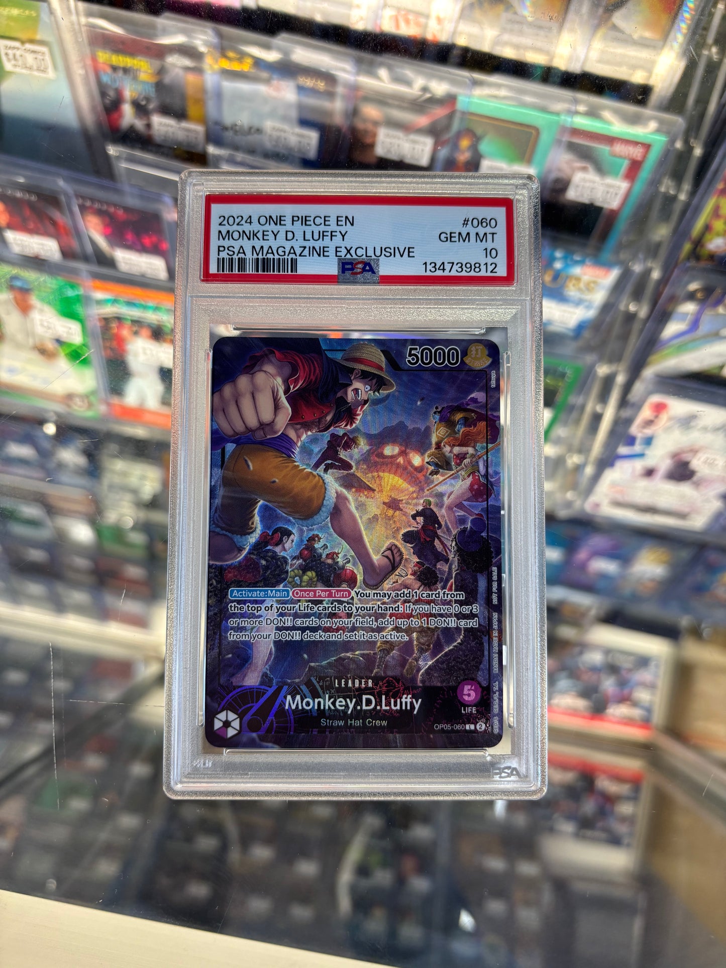 One Piece Card Game Monkey D. Luffy OP05-060 Magazine Exclusive PSA 10