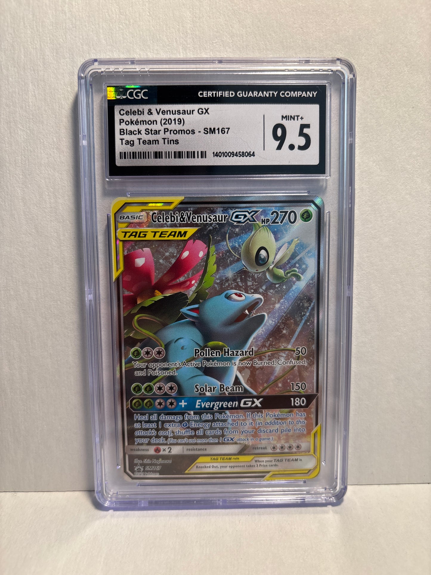 Pokemon Celebi & Venusaur GX SM167 CGC 9.5 (Scratches on Slab)