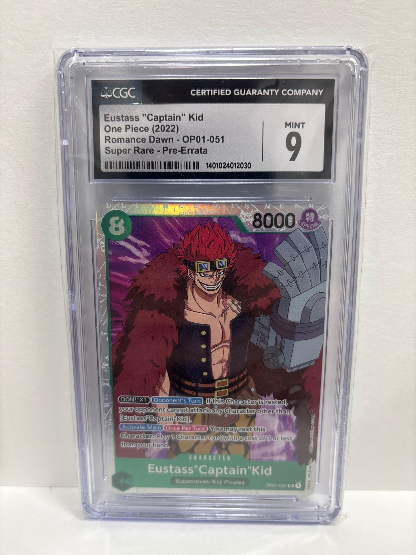 One Piece Card Game Eustass “Captain” Kid OP01-051 CGC 9