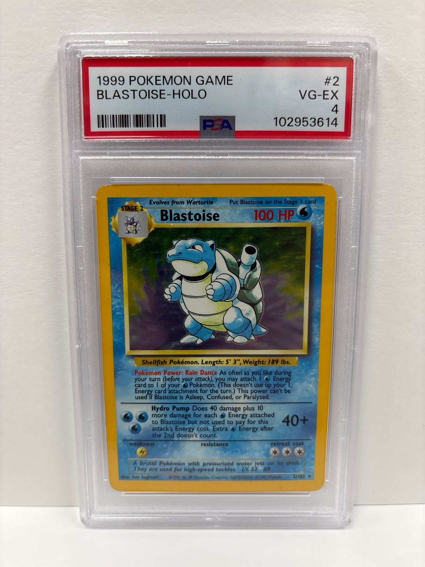 Pokemon Blastoise 2/102 (1999) PSA 4