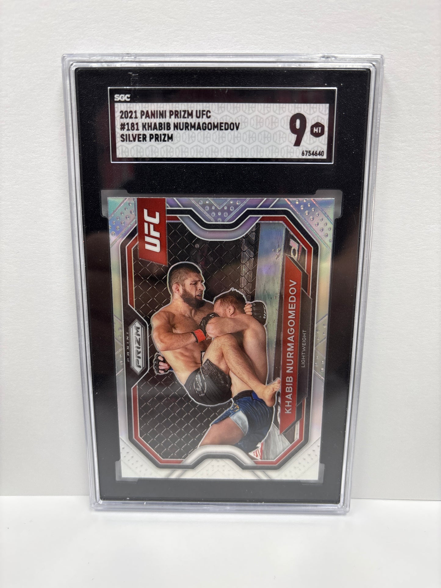 2021 Panini Prizm UFC Khabib Nurmagomedov #181 Silver Prizm SGC 9