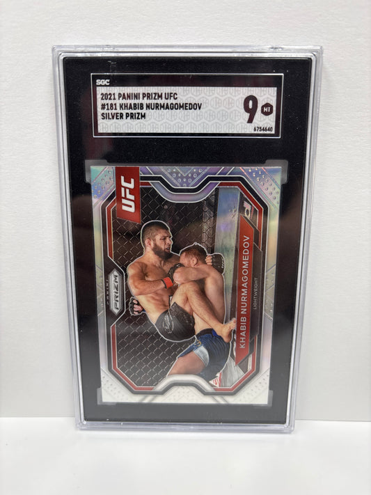 2021 Panini Prizm UFC Khabib Nurmagomedov #181 Silver Prizm SGC 9